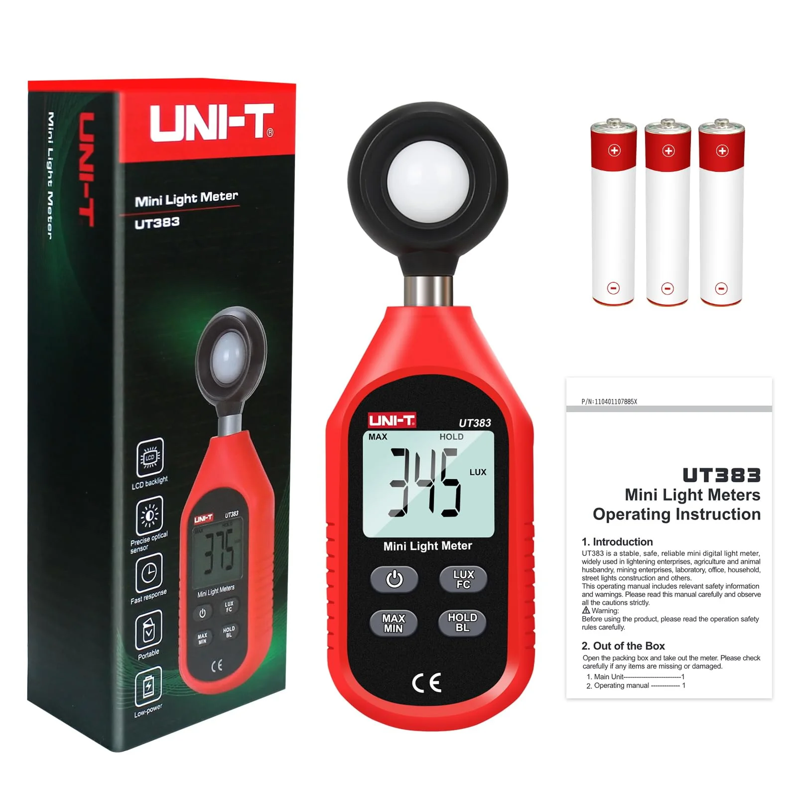 UNI-T UT383 Light Meter Lux Meter Lumens Digital Illuminance Meter 0~199,900 Lux (0~18,500 FC) Foot Candles Luxmeter for Film Photography Plants Photometer Lighting Intensity Brightness Measurement - Image 4