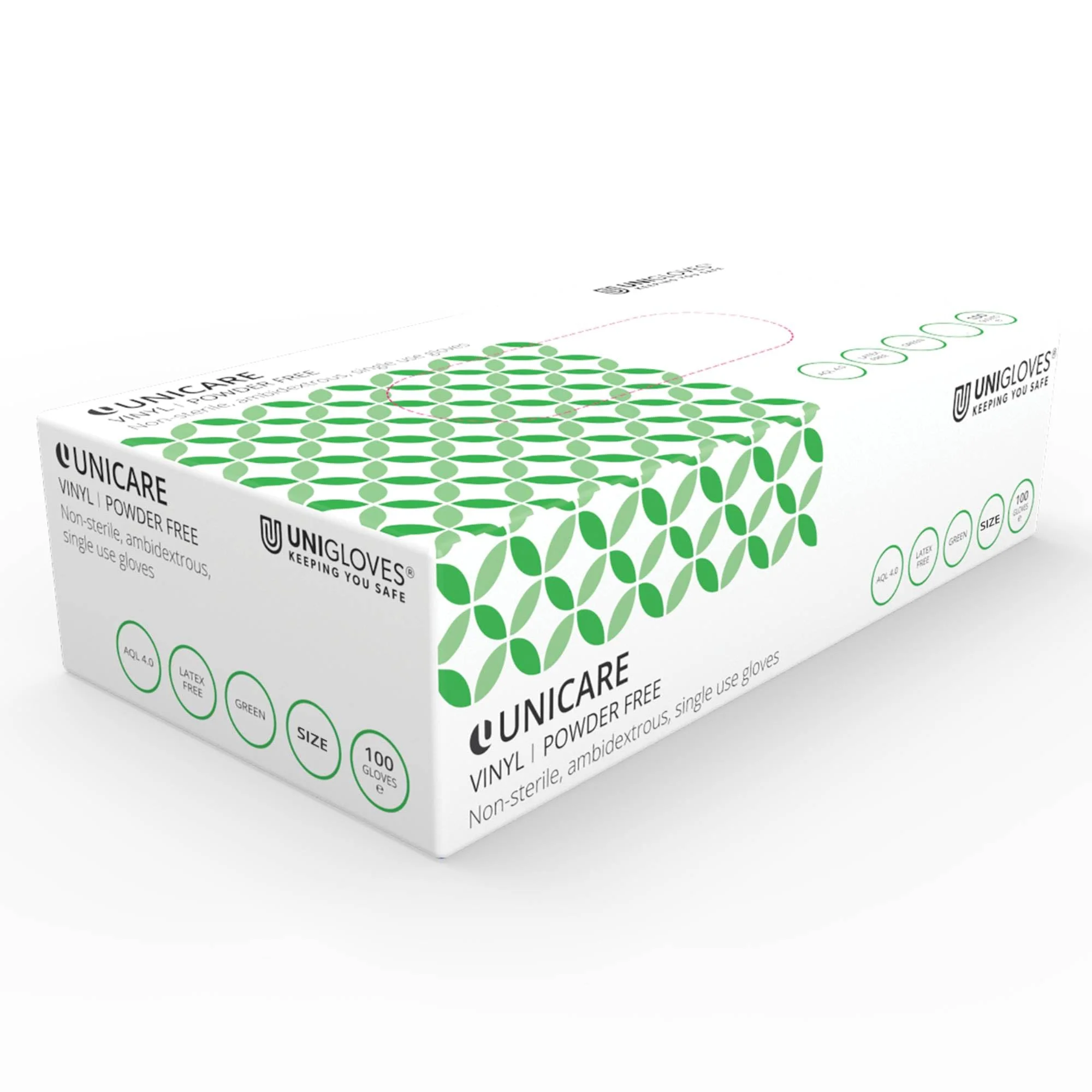 UNIGLOVES Soft Vinyl Disposable Gloves L Green - Image 2