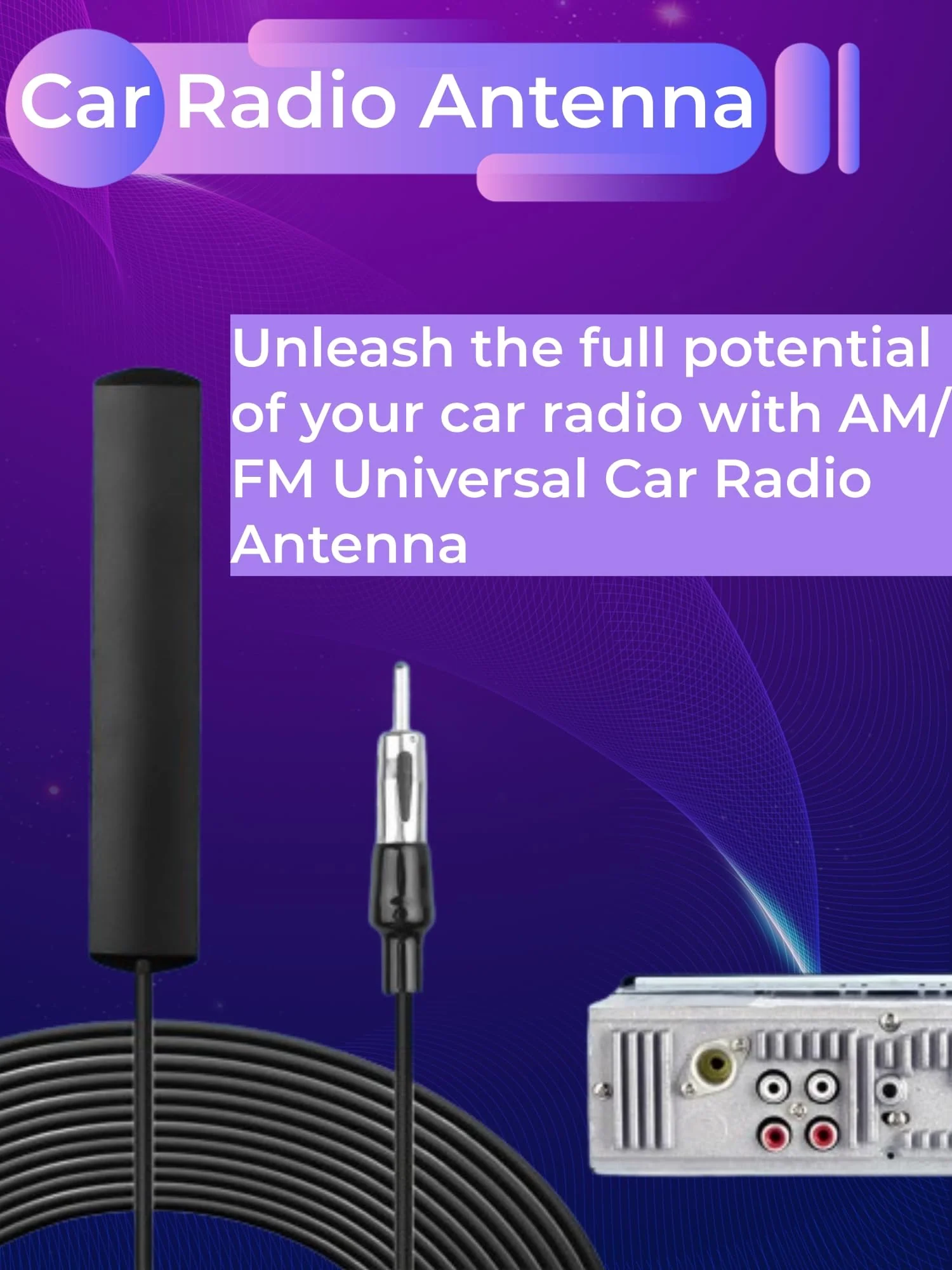 Universal Car Radio Antenna Car Stereo FM AM Hidden Adhesive Mount Patch Antenna Car Radio Media Receiver Player Amplifier Antenna Connector for Vehicle Truck SUV Car - Image 5
