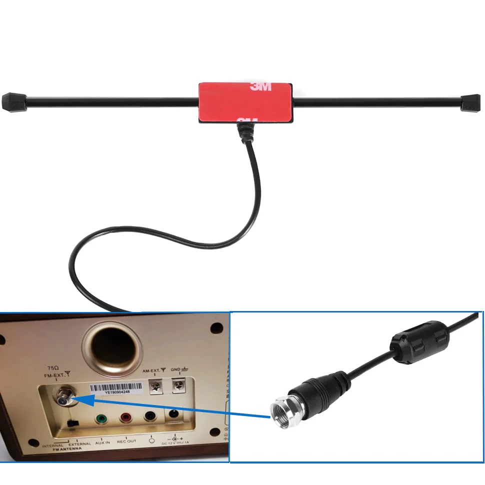 Universal FM Radio Dipole Antenna Screw F Male Plug for Home AV Audio Stereo Receiver Indoor 75 Ohm 16ft - Image 8