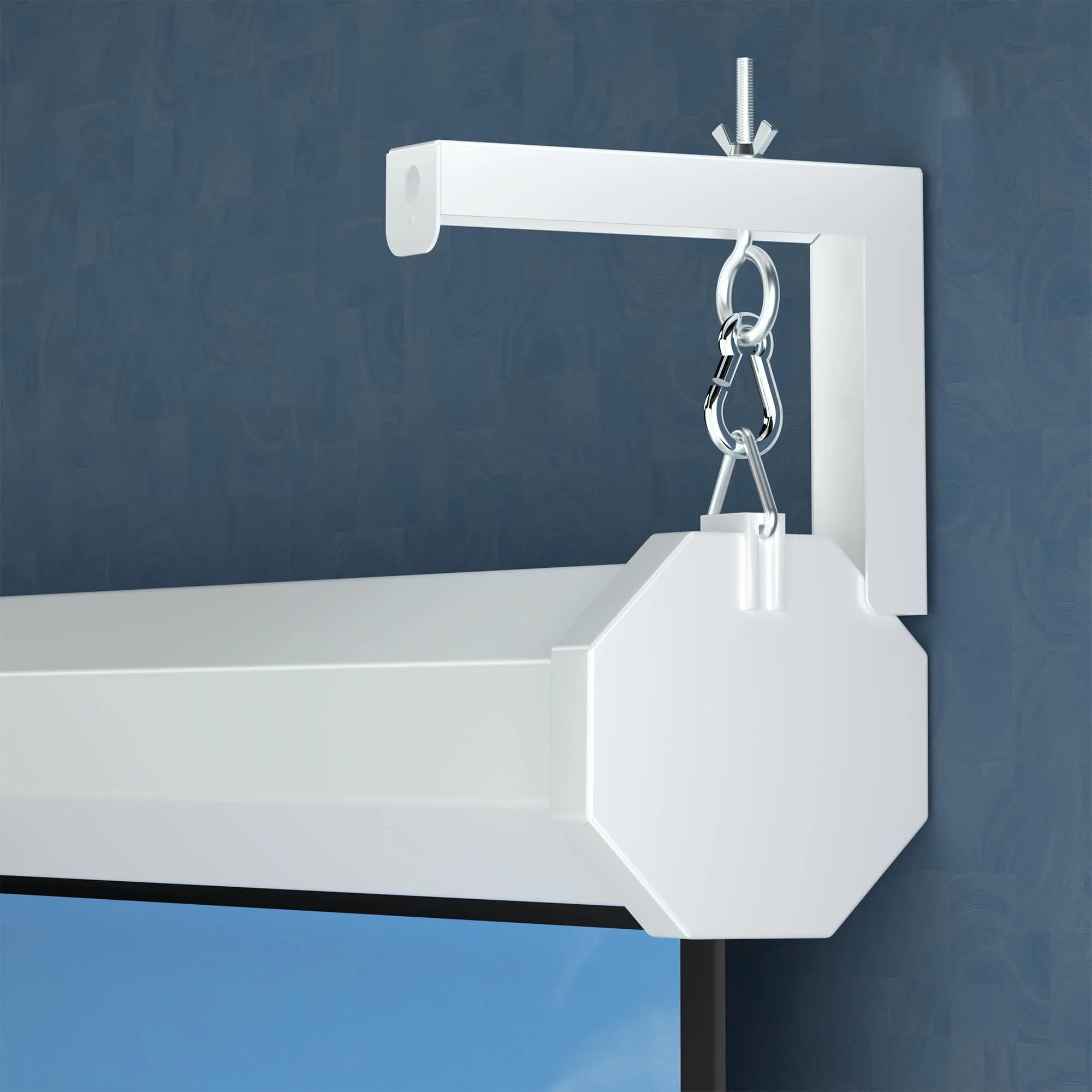 Universal Projector Screen Wall Mount L-Brackets Hanging Ceiling Mount, 6 inch Adjustable Extension with Hook for Home Projector and Movie Screens, Hold up to 66 lbs, White PRL003W - Image 5