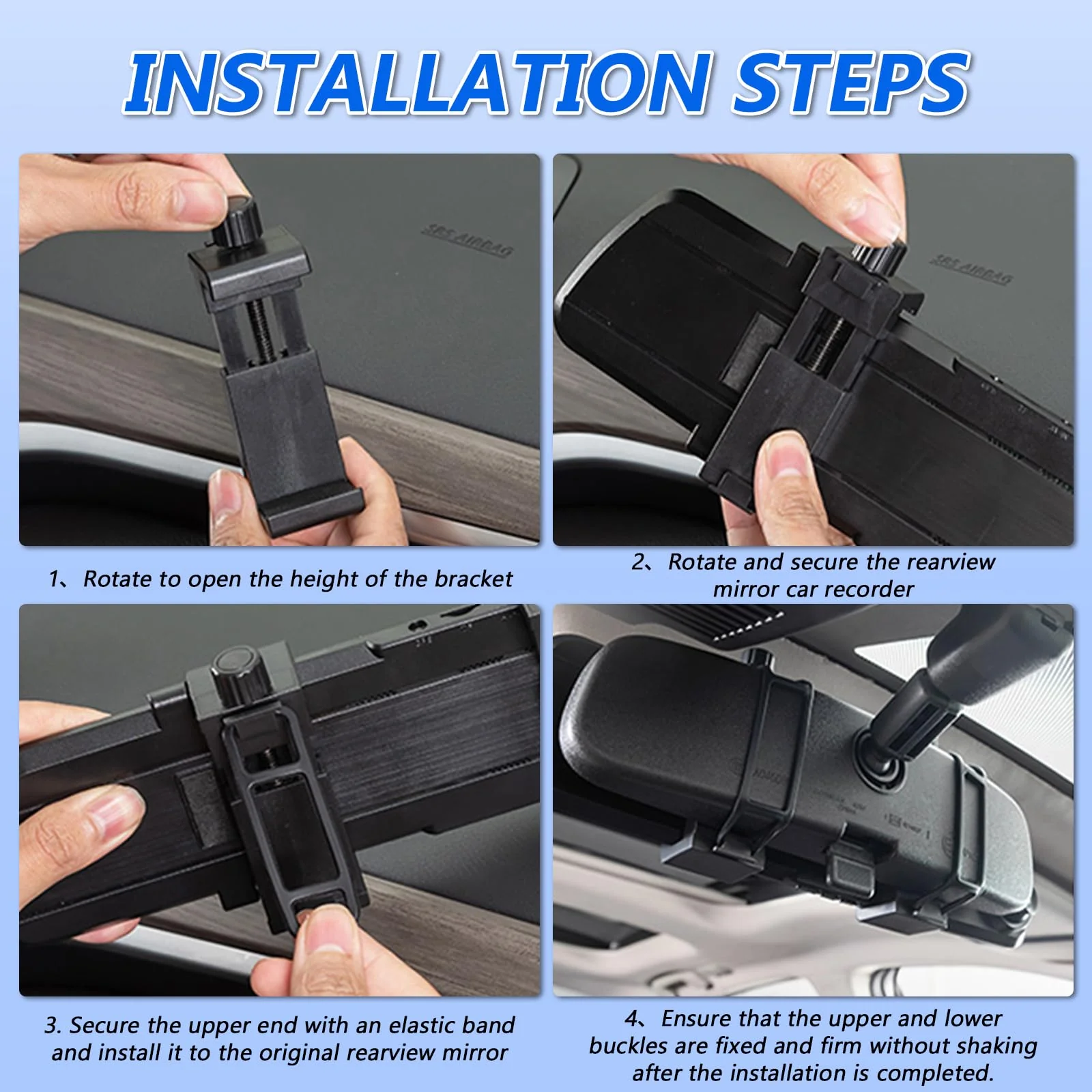 Universal Rearview Mirror Dash Cam Mount - High - Strength, Tool - Free, Adjustable Size - Image 5