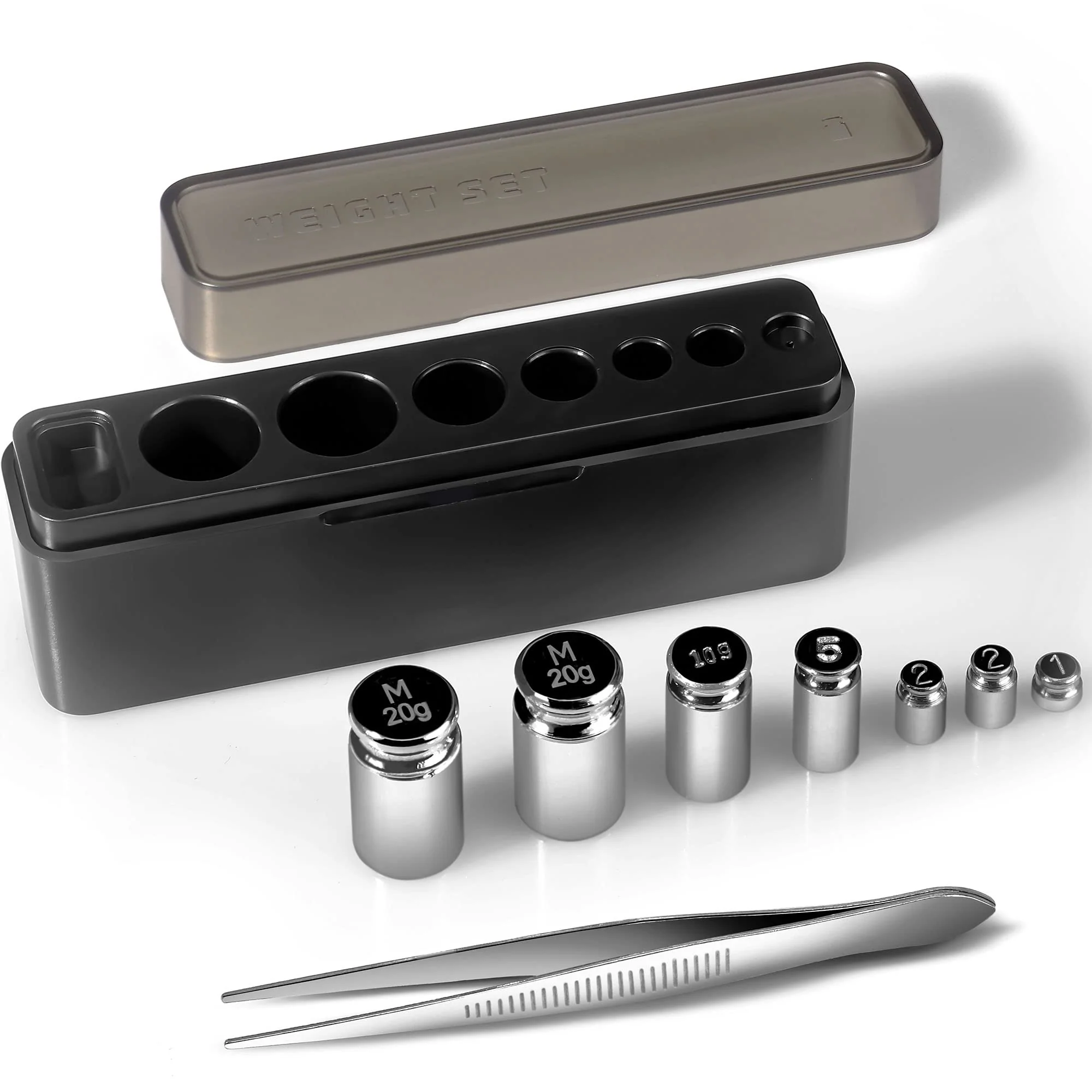 UNIWEIGH Calibration Weight Set, 7pcs 1-60g Calibration Gram Scale Weights Kit, Small Test Weight for Digital Scale Balance, Includes: 1g*1, 2g*2, 5g*1,10g*1, 20g*2,1 Piece Tweezers large