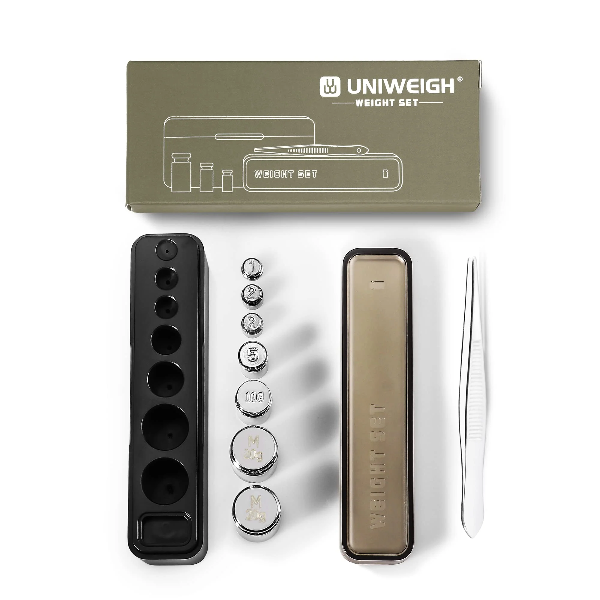 UNIWEIGH Calibration Weight Set, 7pcs 1-60g Calibration Gram Scale Weights Kit, Small Test Weight for Digital Scale Balance, Includes: 1g*1, 2g*2, 5g*1,10g*1, 20g*2,1 Piece Tweezers large - Image 7