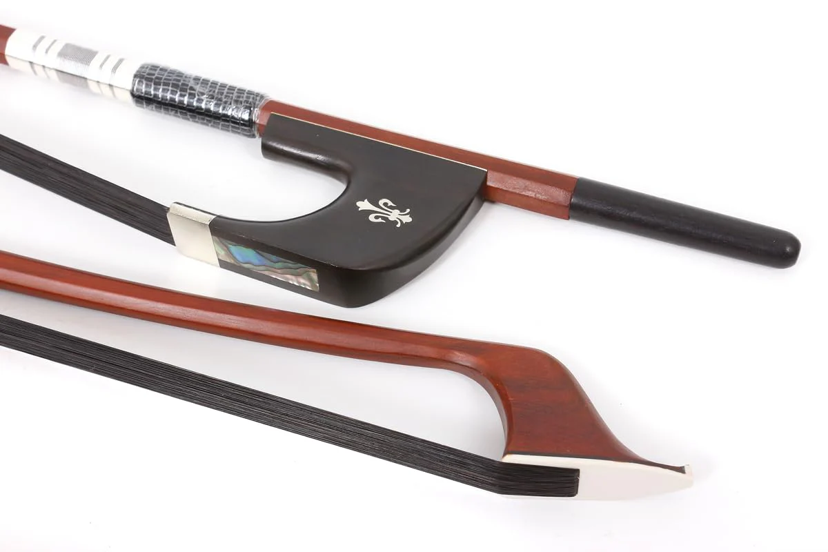 Upright Double Bass German Bow 3/4 size Powerful Sound Black Natural Mongolia Horse Hair Brazilwood stick Well balance Ebony frog Nice shell inlay(black hair) black hair