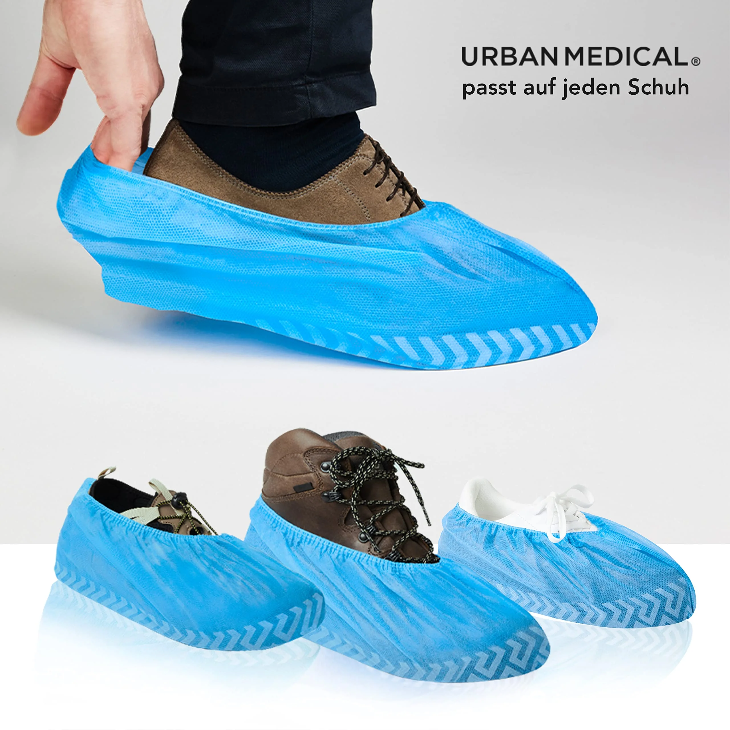 URBAN MEDICAL 100 x Breathable 6 g Disposable / Reusable Shoe Covers with Non-Slip Sole - Safe Step - Tear-Resistant and Puncture Proof - Overshoes for Indoor and Outdoor Use - One Size - Image 6