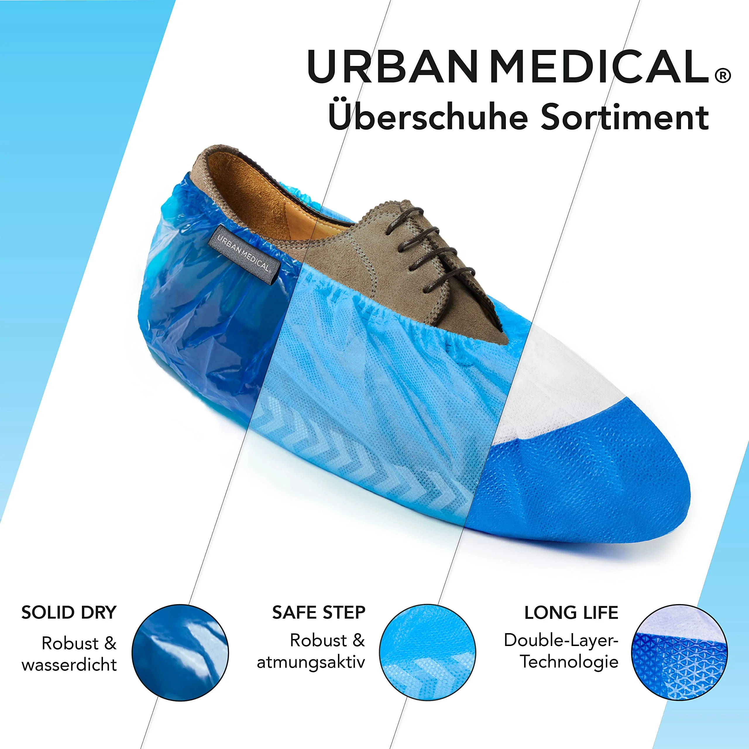URBAN MEDICAL 100 x Breathable 6 g Disposable / Reusable Shoe Covers with Non-Slip Sole - Safe Step - Tear-Resistant and Puncture Proof - Overshoes for Indoor and Outdoor Use - One Size - Image 8