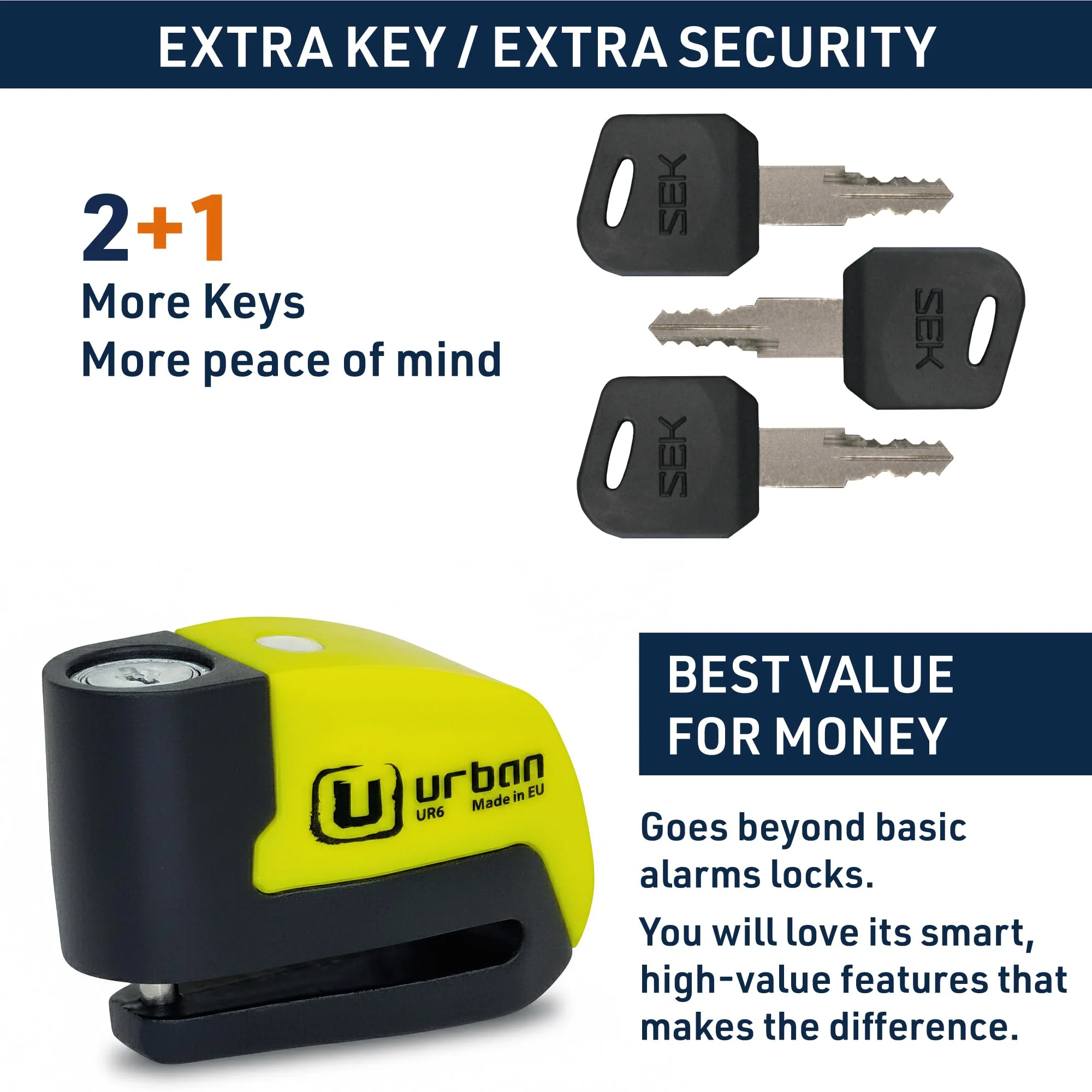 URBAN UR6 Hi-Tech Motorcycle Disc Lock with Smart Alarm | Best Value | 120dB, LED, Warning, A+ Sensitivity, Truly Waterproof, Long-Life CR2 Battery, Carried Locked, Bike Anti Theft Wheel Brake Locks Other - Image 8