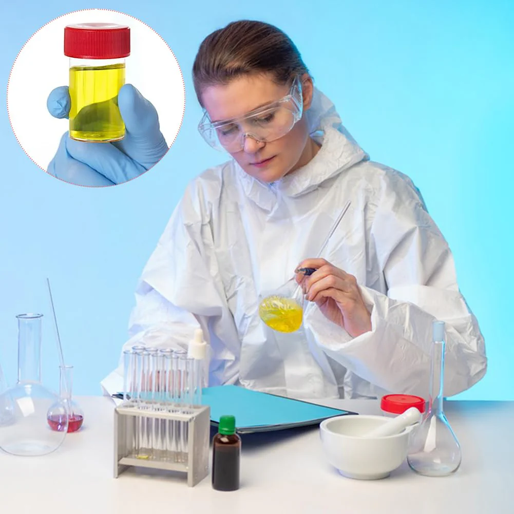 Urine Cup Sample Cup, Pack of 10 Rin Cups with Screw Lid Sample Cup, 60 ml Urine Sample Cup, Screw-On Lid Container, Urine Sample Cup, for Experiments, Storage 10Stück red - Image 6