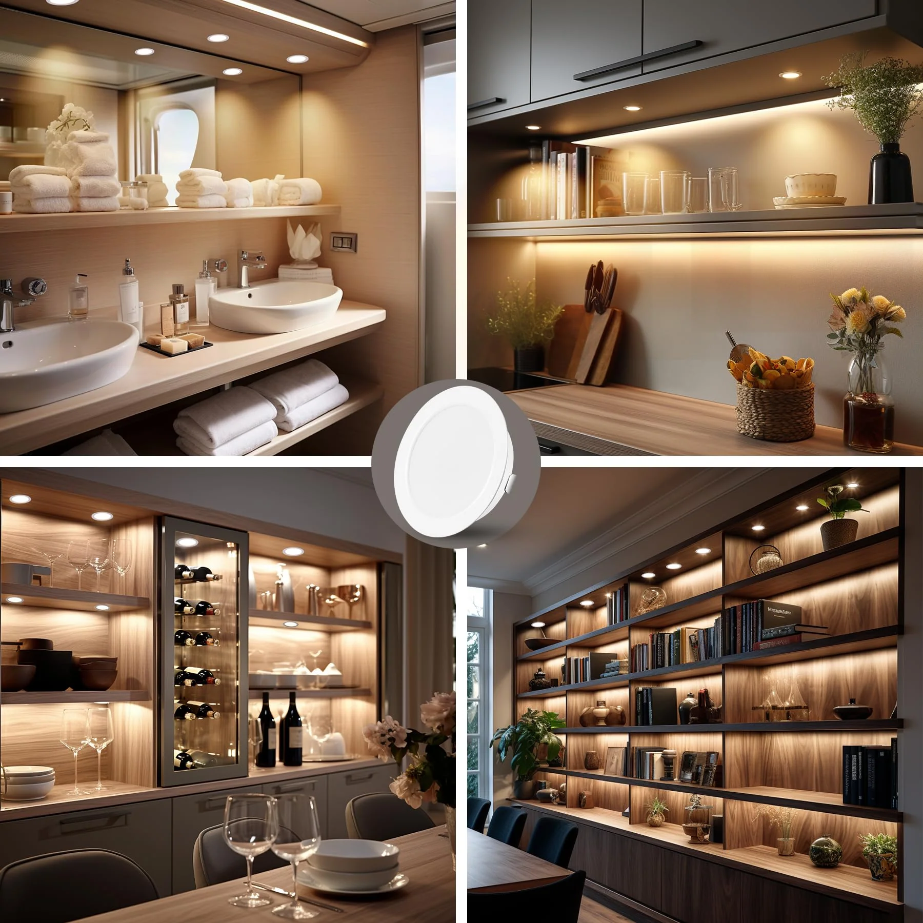 URing Set of 3 LED Recessed Spotlights, 12 V, Dimmable, 3 W Ceiling Spotlights, 55-58 mm Spotlights, 12 V, 3000 K, Warm White, 4000 K, Neutral White, 6000 K, Cool White, Recessed Spotlights, LED 15 mm - Image 7