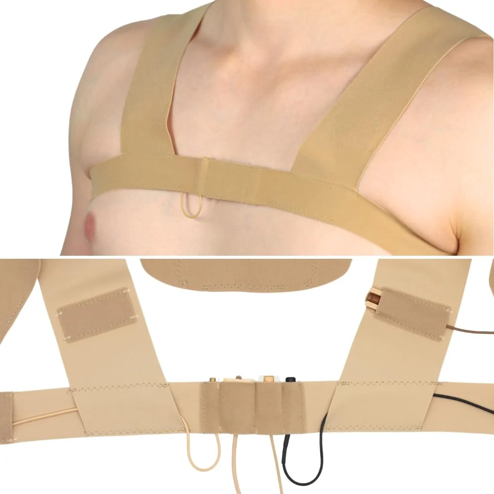 URSA X Strap: One-Piece Harness for Microphone Transmitters and Lav Mics. Multiple LAV Pouches. Compatible with URSA MiniMounts. For Sports/Active Shoots (Beige, Large) Beige - Image 5