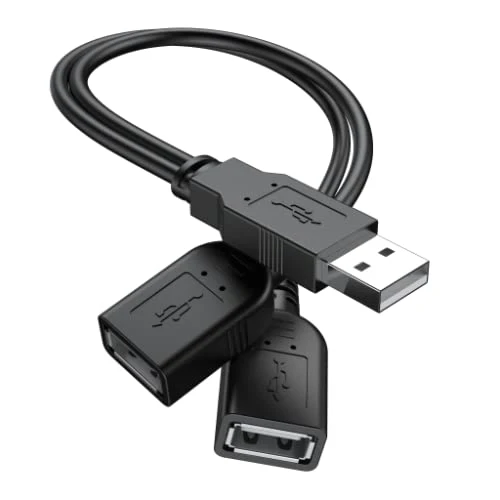 USB 2.0 A Male to 2 Dual USB Female Jack Y Splitter Hub Power Cord Extension Adapter Cable