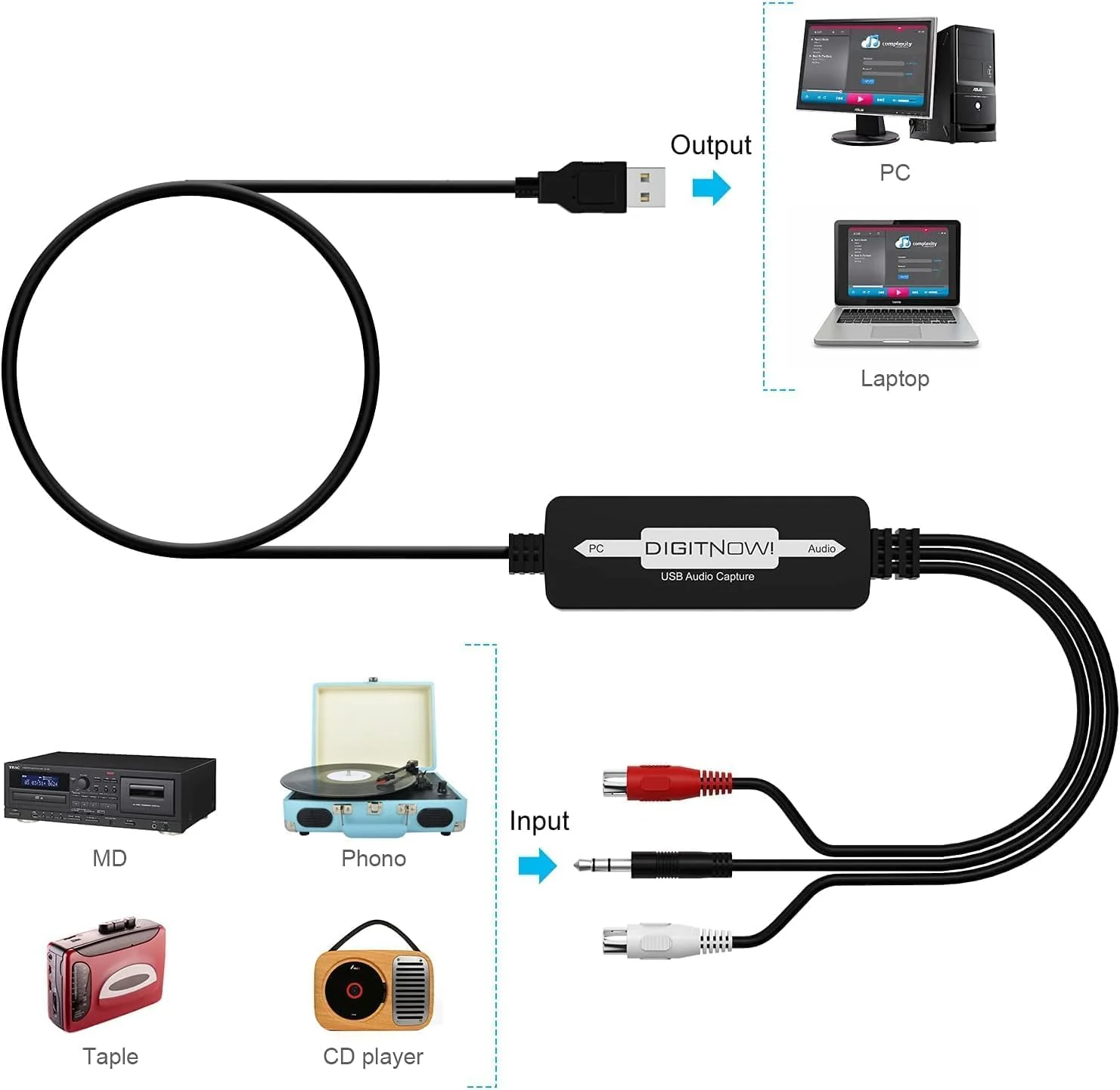 USB 2.0 Audio Capture Card for Vinyl Records, Audio Grabber for Cassette Tapes to Digital MP3 Converter with Stereo RCA/3.5mm Music Interface, Support Mac & Windows 7/8/10/XP/Vista - Image 7