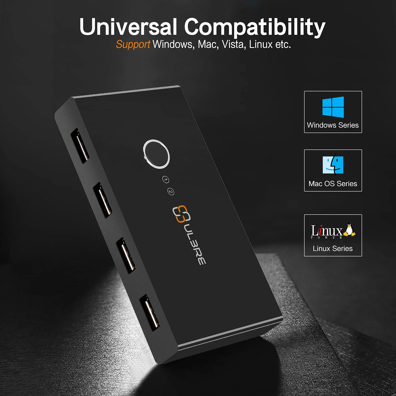 USB 3.0 Switch Selector, ULBRE Soho KVM Switches 4 Ports Sharing 2 Computers USB Switcher Km Switch Adapter Hub for Wired Mouse Keyboard PC Printer Scanner One Button - Image 5
