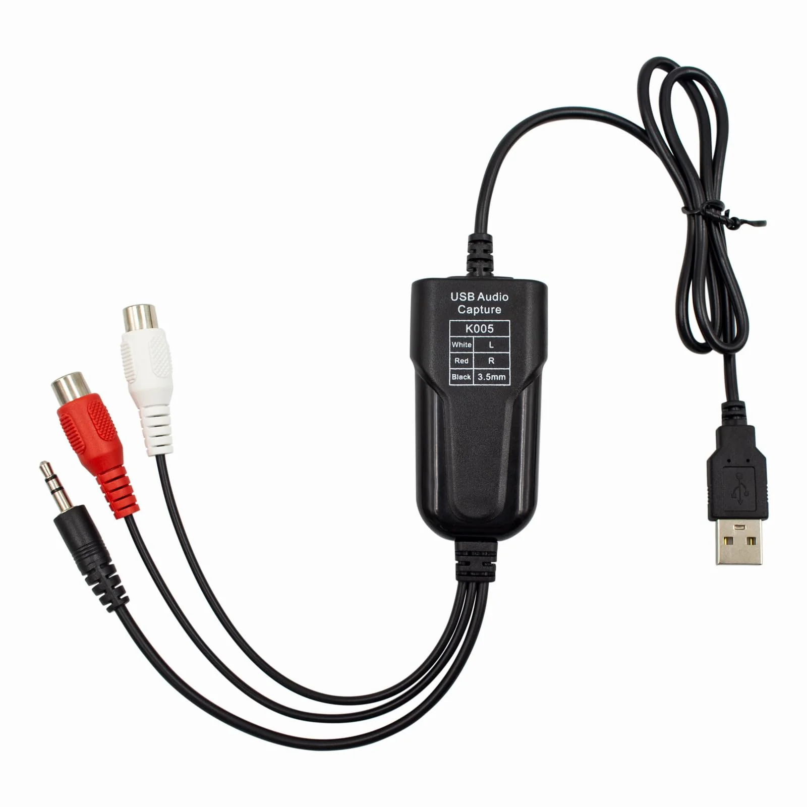 USB Audio Capture Card Grabber for Window 10/11/8/7 / 2000/XP and Vista, Seven，Audio Grabber for Vinyl Cassette Tapes,MD, Phono to Digital MP3 Converter from 3.5mm and R/L Audio Connector