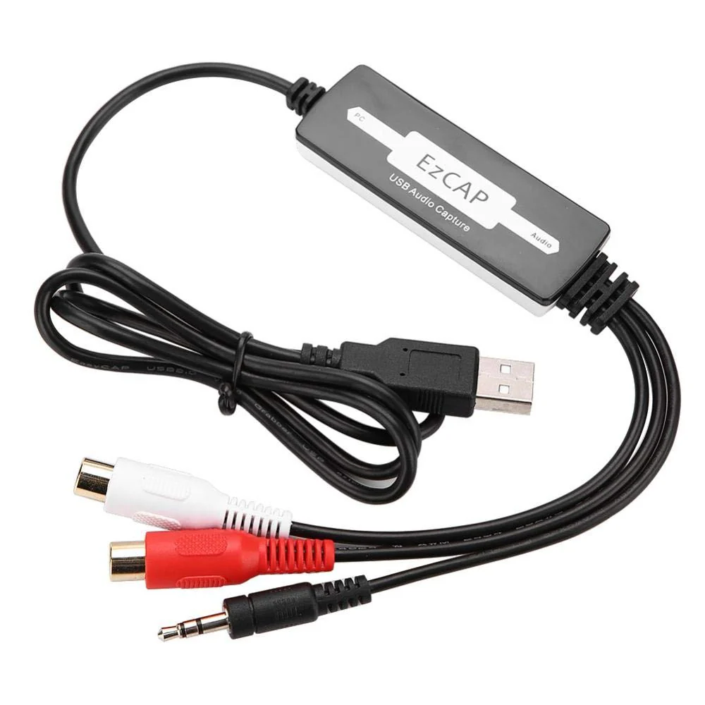 USB Audio Capture Recorder Card Converts Turntable LP/Cassette Tape Audio to MP3/WAV Digital Music Converter Adapter, Support/Vista/7/8/8.1/10 and
