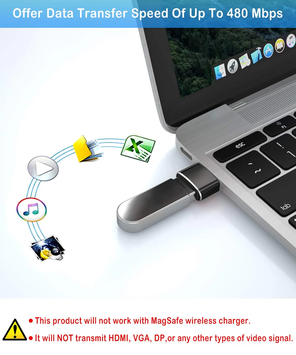 USB C Female to USB Male Adapter 4Pack,Type A Power Charger Cable Connector for iPhone 11 12 Pro Max Mini,XR SE,Airpods iPad 8 Air 4,Samsung Galaxy Note 10 20 S20 Plus S21 21 Ultra,Google Pixel,13,Car Black - Image 5