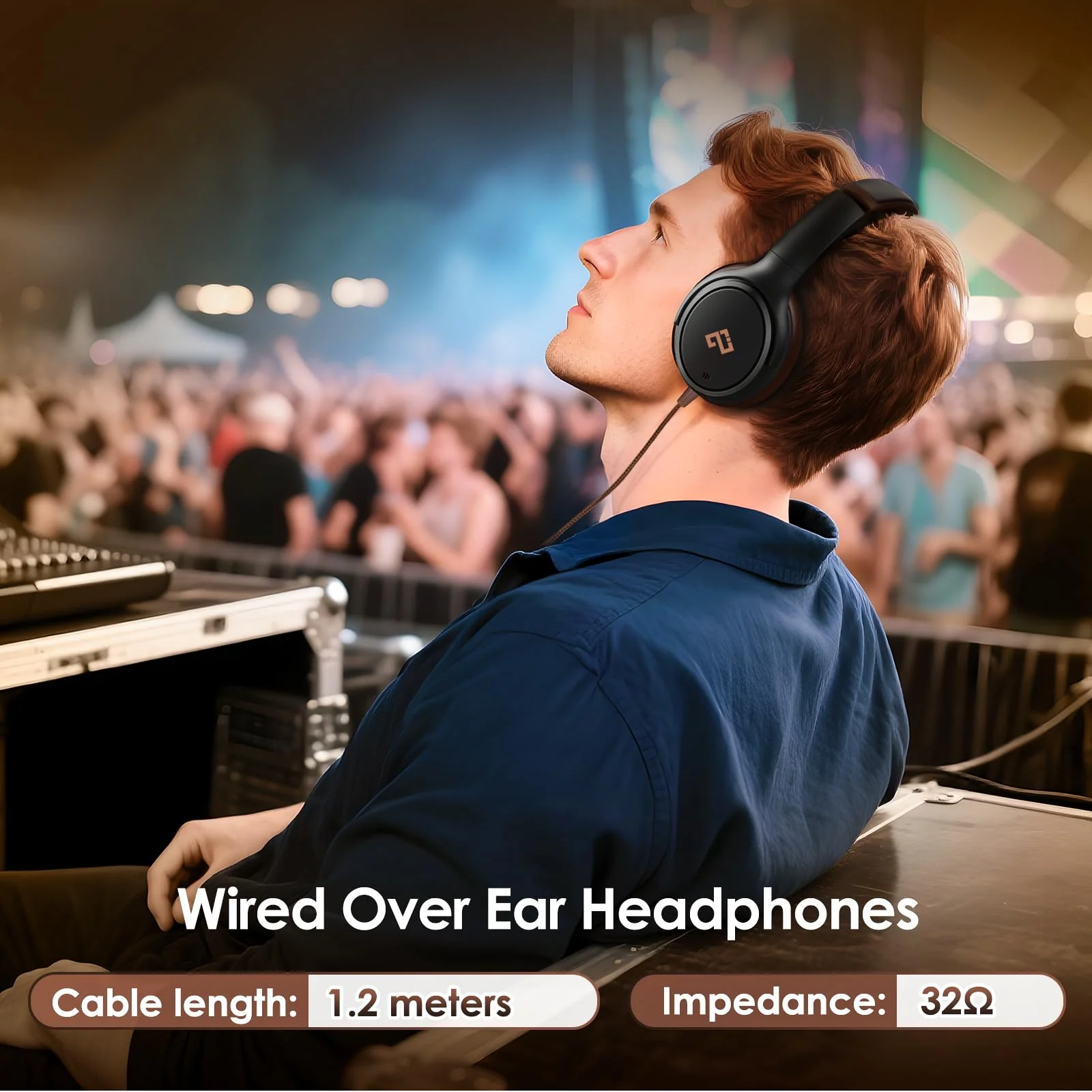 USB C Headphones Wired Headphones Over Ear with HD Mic, Foldable Active Noise-Canceling Headphone for iPad/Sports/School/Travel/iPhone 17/16/15, Samsung S25/S24, Google Pixel 9,Ideal Gifts-Brown Brown - Image 7
