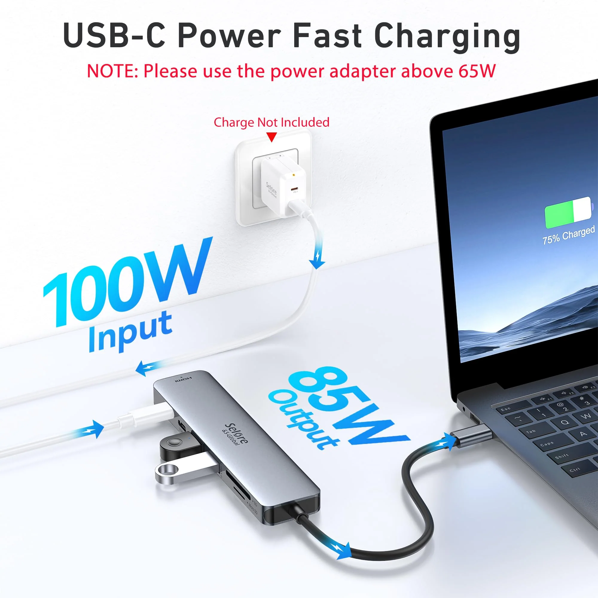 USB C Hub HDMI Adapter for MacBook Pro/Air, 7 in 1 USB C Dongle with HDMI, SD/TF Card Reader, USB C Data Port,100W PD, and 2 USB 3.0 Compatible for MacBook Pro/Air, Dell XPS, Lenovo Thinkpad. Space Gray - Image 4