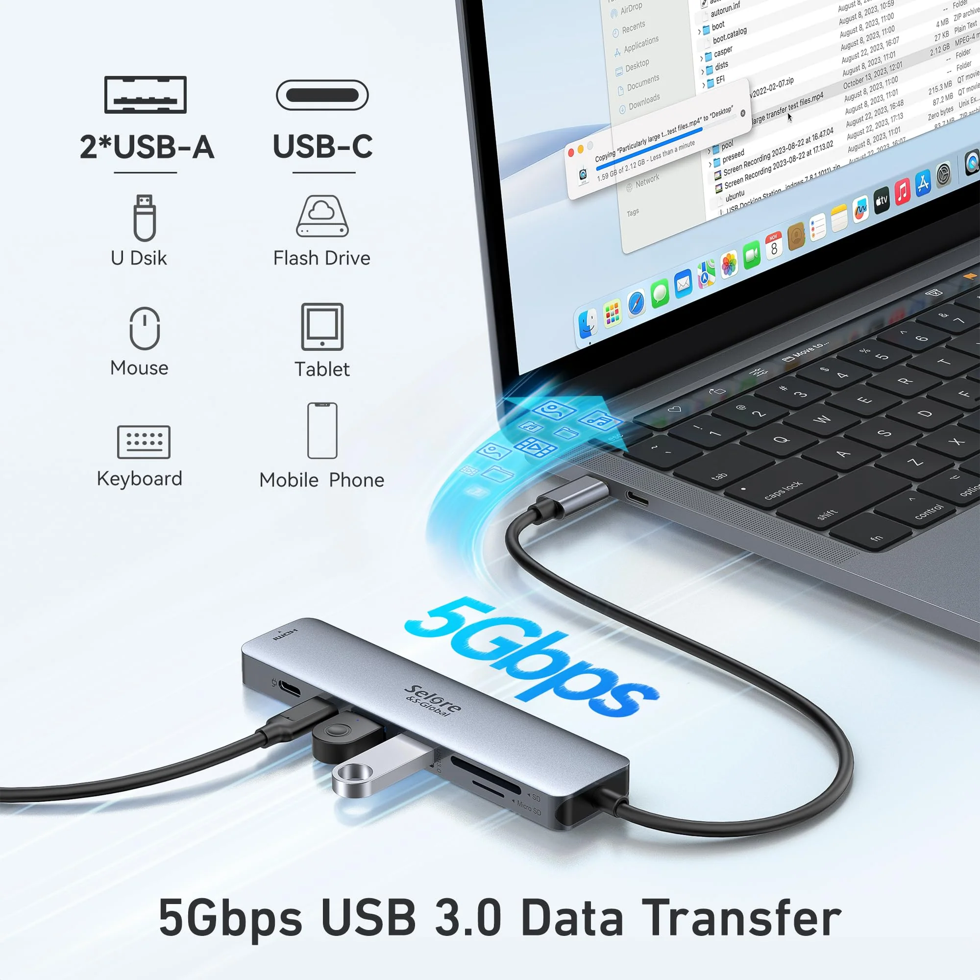 USB C Hub HDMI Adapter for MacBook Pro/Air, 7 in 1 USB C Dongle with HDMI, SD/TF Card Reader, USB C Data Port,100W PD, and 2 USB 3.0 Compatible for MacBook Pro/Air, Dell XPS, Lenovo Thinkpad. Space Gray - Image 5