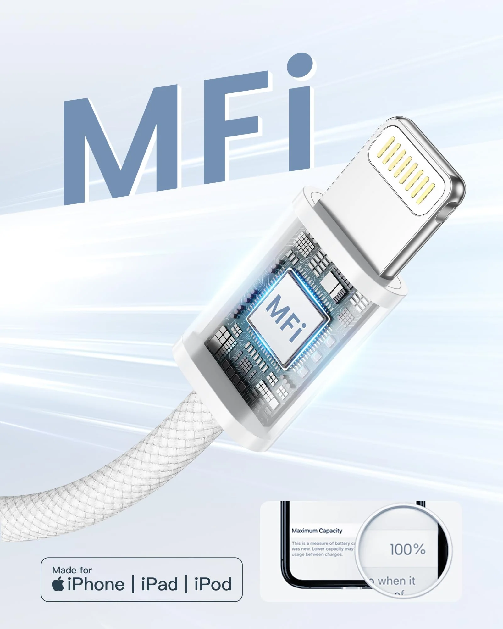 USB C Lightning Cable 1 m 2 Pack, [Apple MFi Certified] Original Charging Cable iPhone Power Delivery iPhone Charging Cable USB C for iPhone 14 13 12 11 Pro Max XS XR X 8 Plus 8 SE2020 1 m + 1 m White - Image 3