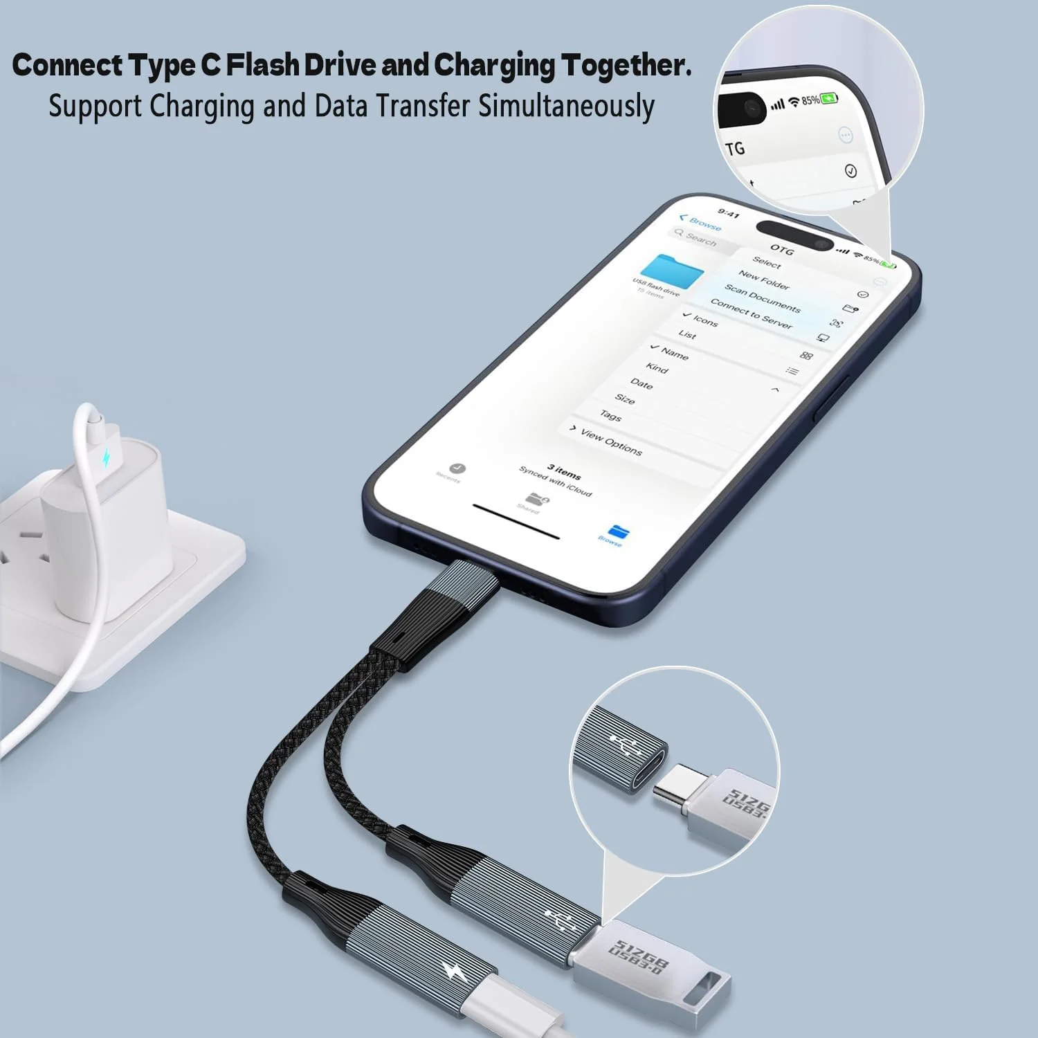 USB C Splitter, Dual USB C Headphone/USB C Data and Charger Adapter, 3 in 1 Type C Audi Dongle USB C Data Adapter with PD 15W Charging Compatible with iPhone 16/15, iPad Pro, Galaxy S24/23, Pixel 8 usb c to dual usb c - Image 3