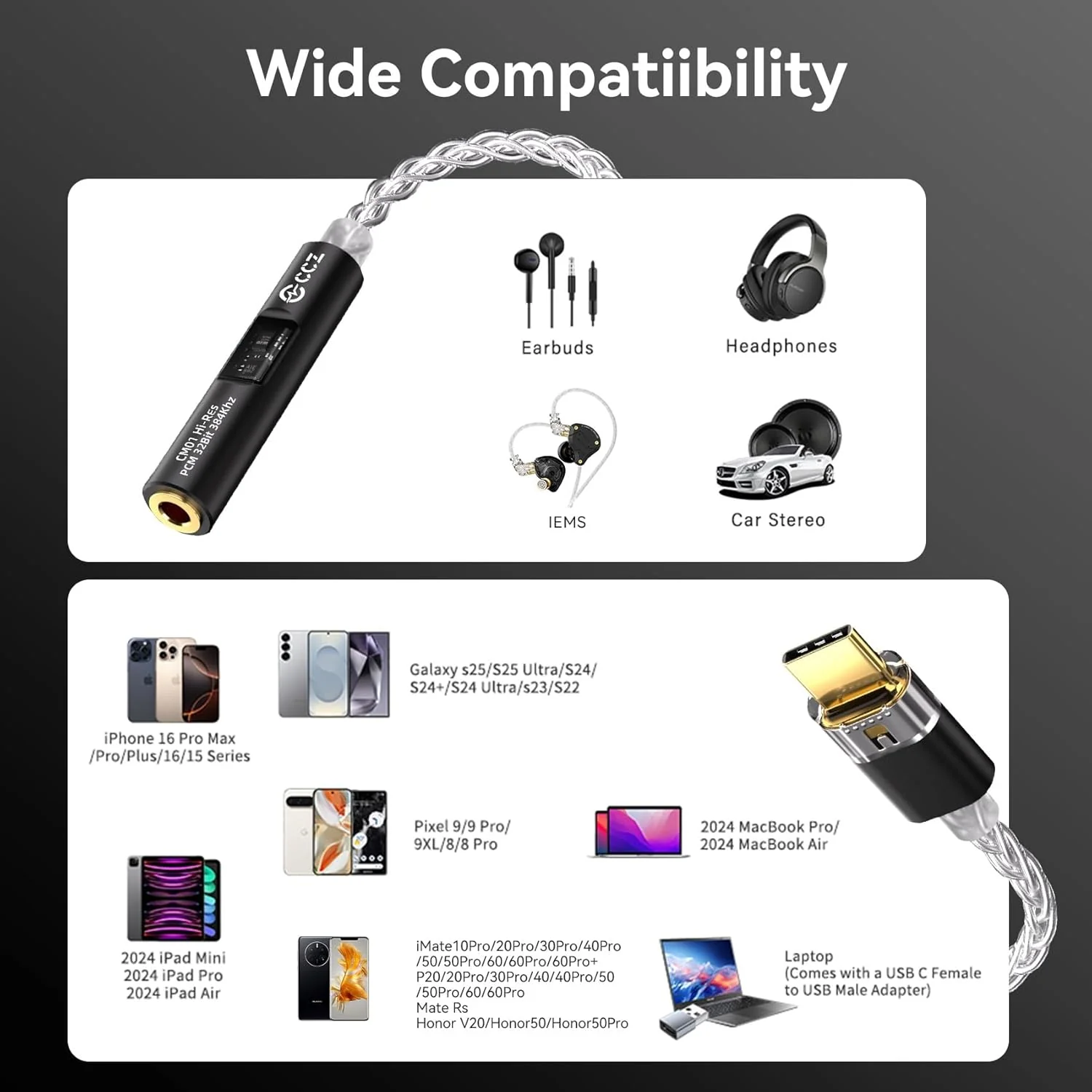 USB C to 3.5mm Audio Adapter DAC Amplifier CX31993 Chip & MAX97220 High-Performance Audio Amp for Headphones, 70mW Output, JCALLY JM6 PRO 2 AUX Dongle for iPhone, Android, PC - Image 7