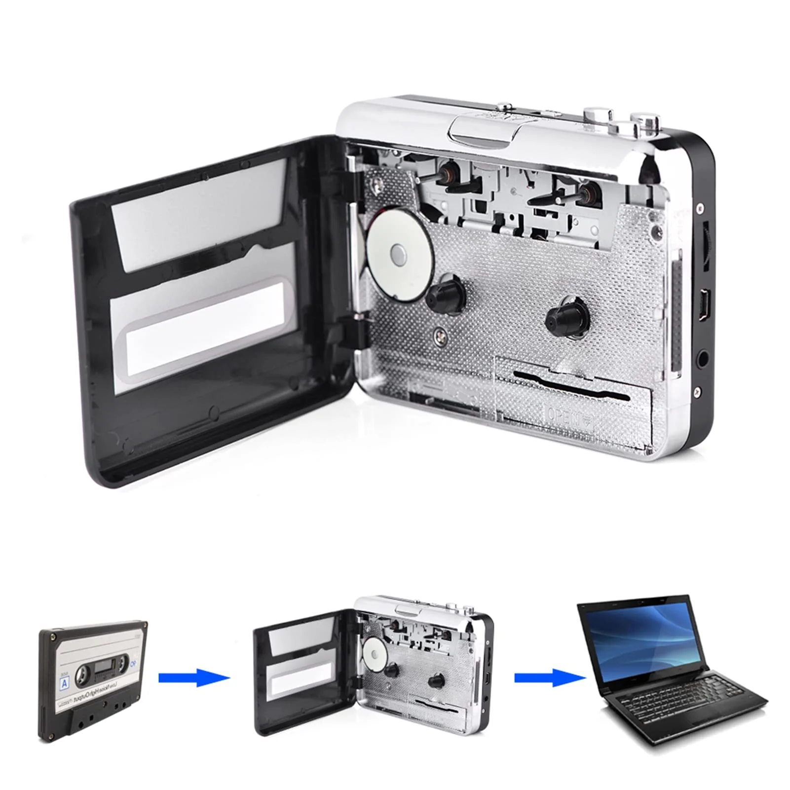 USB Cassette Tape to MP3 CD Converter,Audio Music Player with Headphones for MP3 Player or CD Burning - Image 3