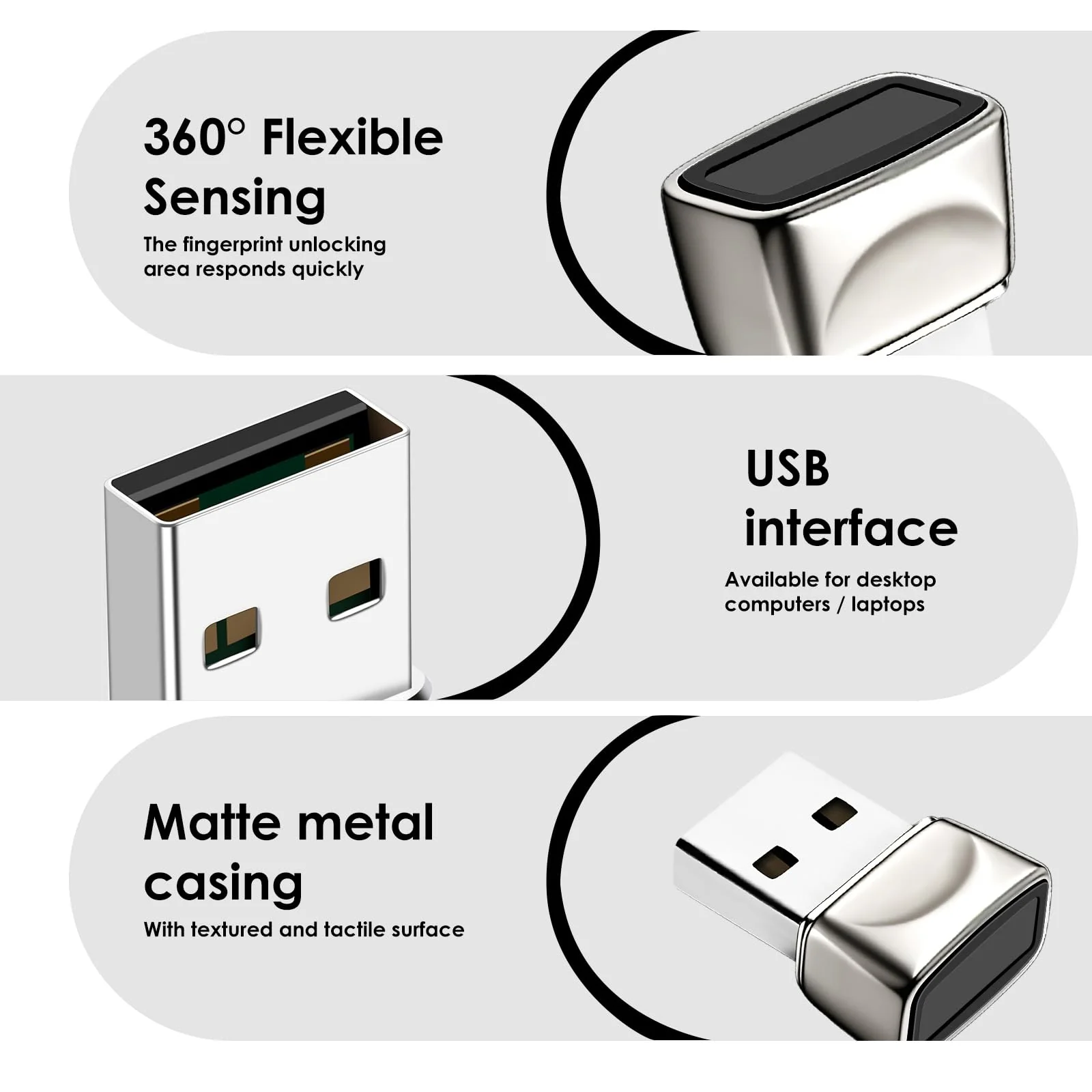 USB Fingerprint Reader for Windows10/11, Windows Hello Mini Fingerprint Scanner,Metal Shell Auto Driver Setup-Windows Password-Free Login for PC Laptop - Image 4