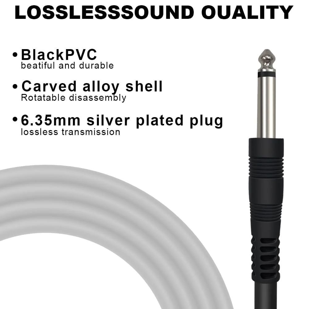 USB Guitar Cable for Instruments Recording 10FT USB-A to 6.35mm 1/4 TS Gold-Plated Cable Audio Adapter for Eletronic Guitar, Bass, Piano Recording Compatible with PC, Mac etc. - 10FT/3.1M - Image 3