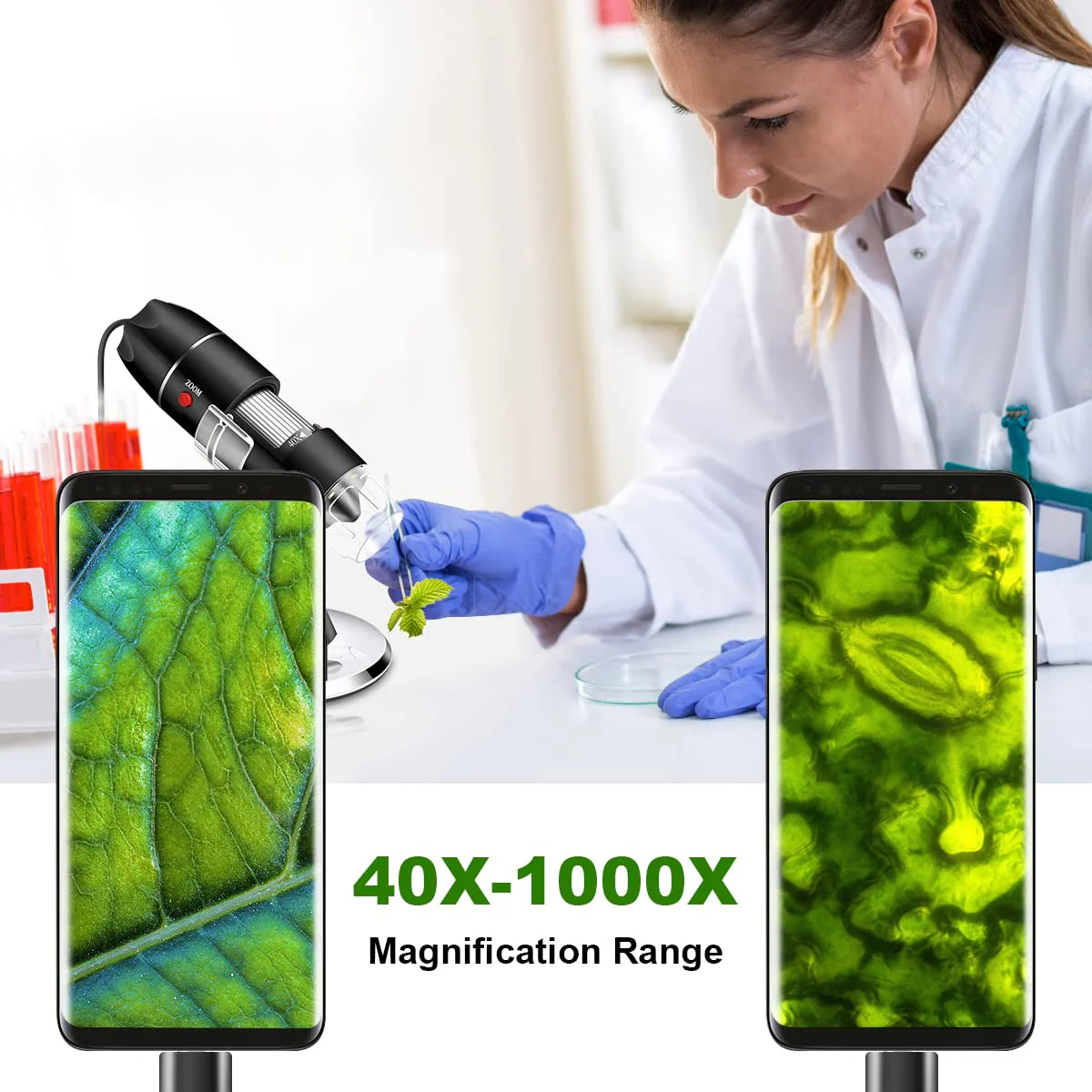 USB Microscope Camera with Stand & Carrying Case, Cainda Digital Microscope Compatible with Android Windows Linux Mac, Portable Magnifier Camera for Kids Students Adults(Not for iPhone/iPad) Black - Image 7