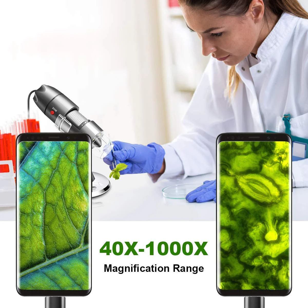 USB Microscope Camera with Stand & Carrying Case, Cainda Digital Microscope Compatible with Android Windows Linux Mac, Portable Magnifier Camera for Kids Students Adults(Not for iPhone/iPad) Gray - Image 7