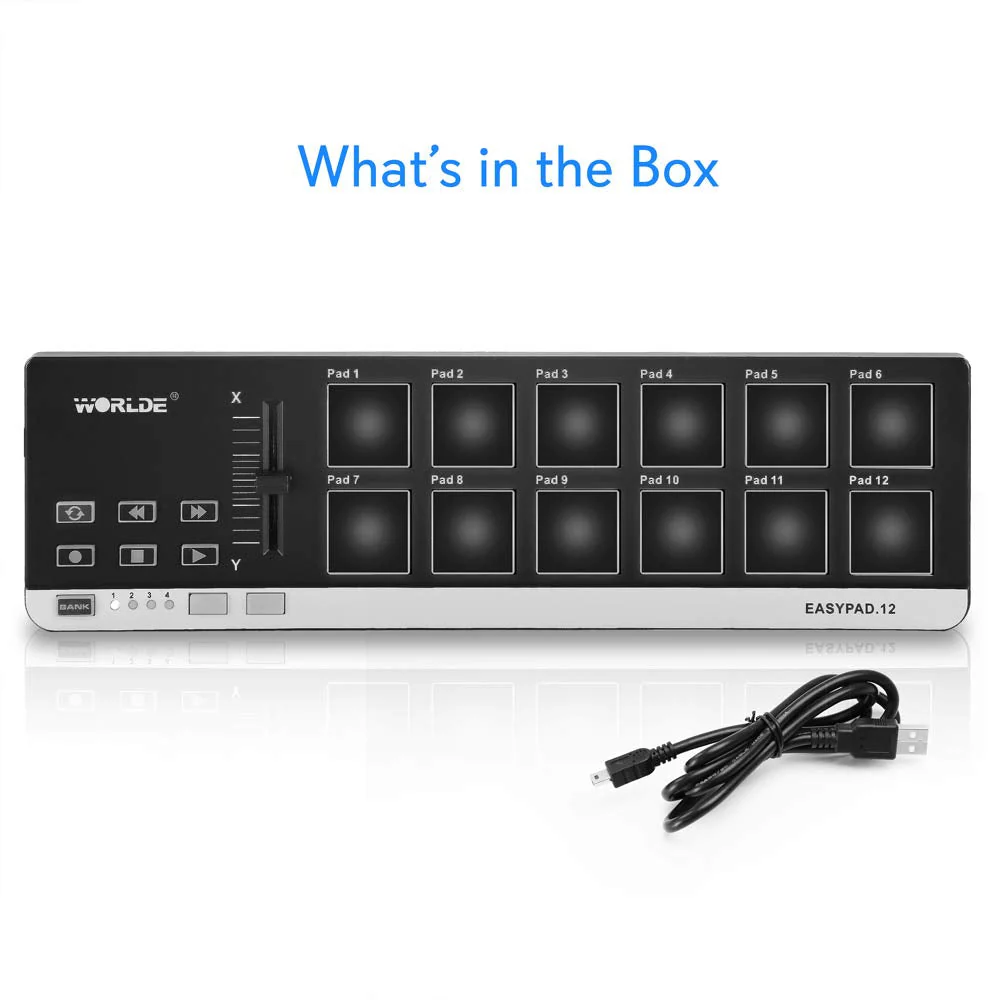 USB MIDI Controller Drum Pad - Mini Portable Beat Maker Workstation Equipment w/ 12 Drum Pads, DJ Fader Slider & Transport Buttons - Control any DAW Software Kit for Laptop Recording - Pyle PMIDIPD20 - Image 8