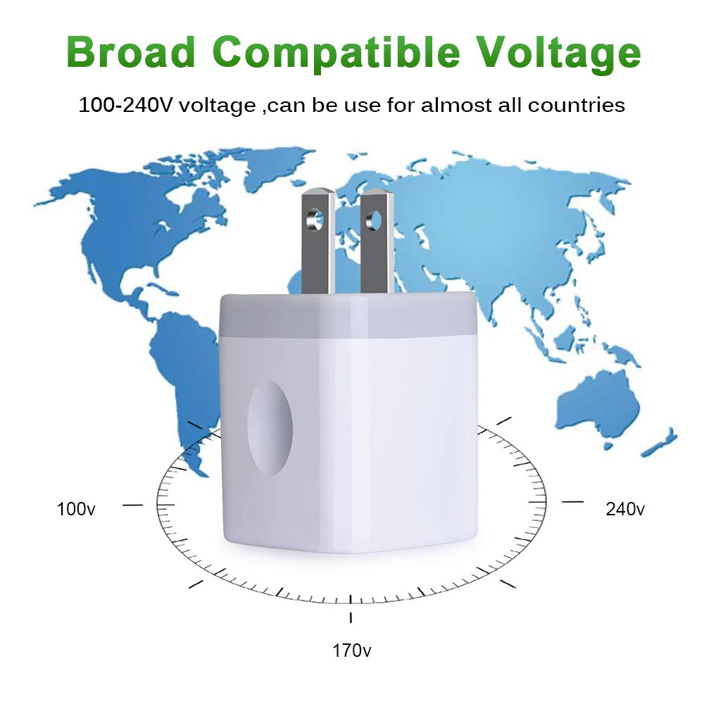 USB Plug, USB Wall Charger 3 Pack, GiGreen Dual Port USB Electrical Plug Cube 5V 2.1A Charging Block USB Outlet Plugs Compatible iPhone 15 14 13 12 11 X 8,Samsung S24 S23 S20 S10 S9 S8 Note 20,LG,Moto - Image 6