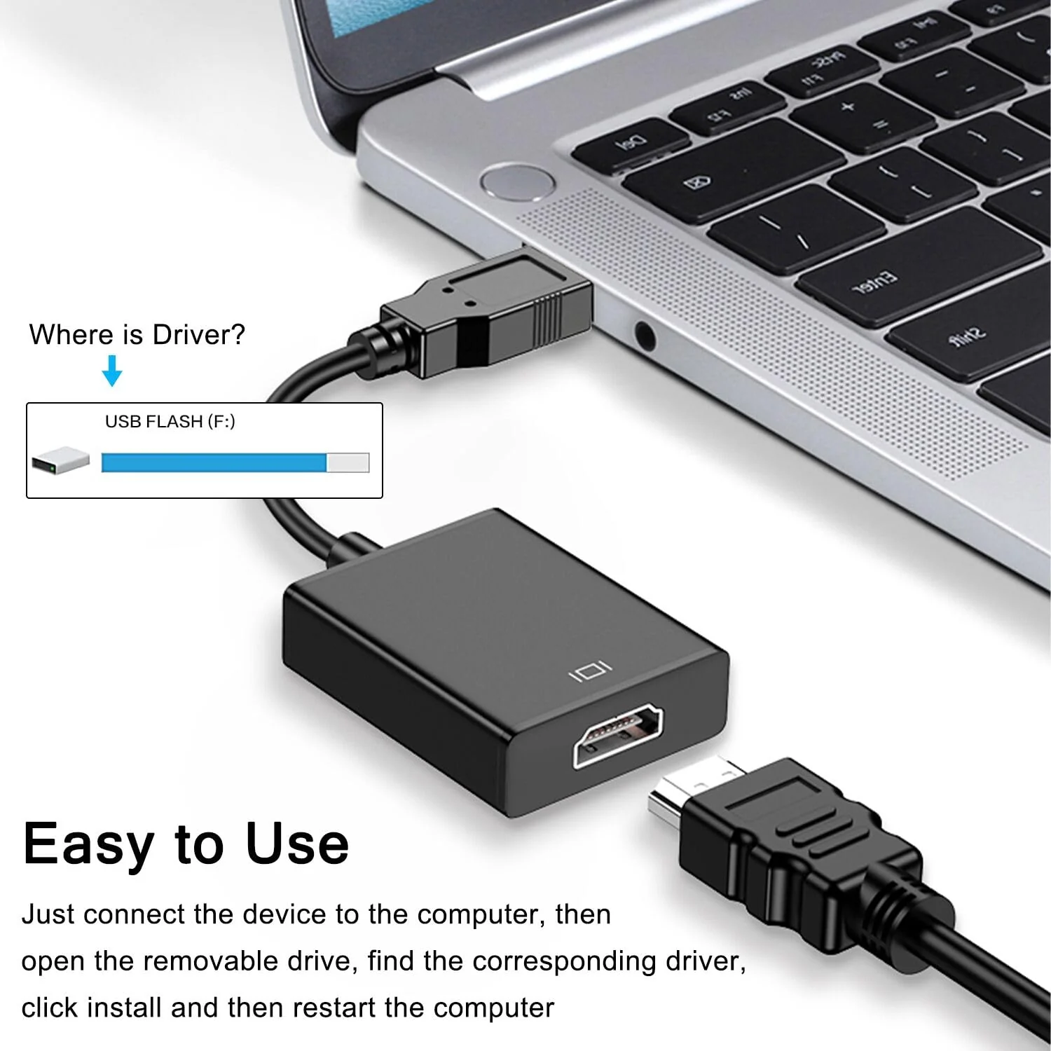 USB to HDMI Adapter, USB 3.0 to HDMI 1080P Video Audio Converter Connect PC, Laptop to Monitor, Support Windows XP 7/8/8.1/10 - Image 6