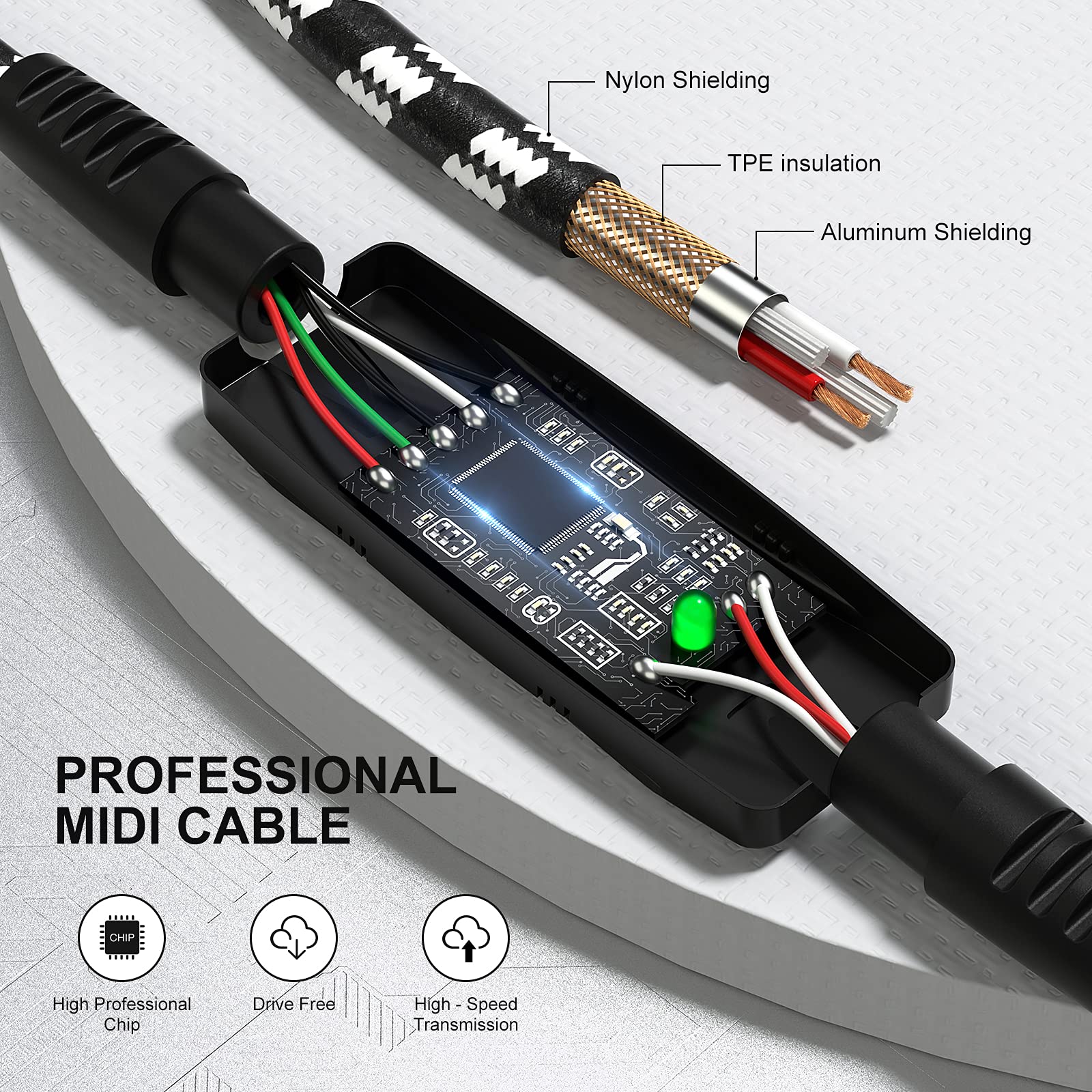 USB to MIDI Cable 6.5Ft, MIDI Interface Adapter,MIDI to USB Cable Converter for Music Keyboard Piano to PC Mac Laptop Windows Android - Image 6
