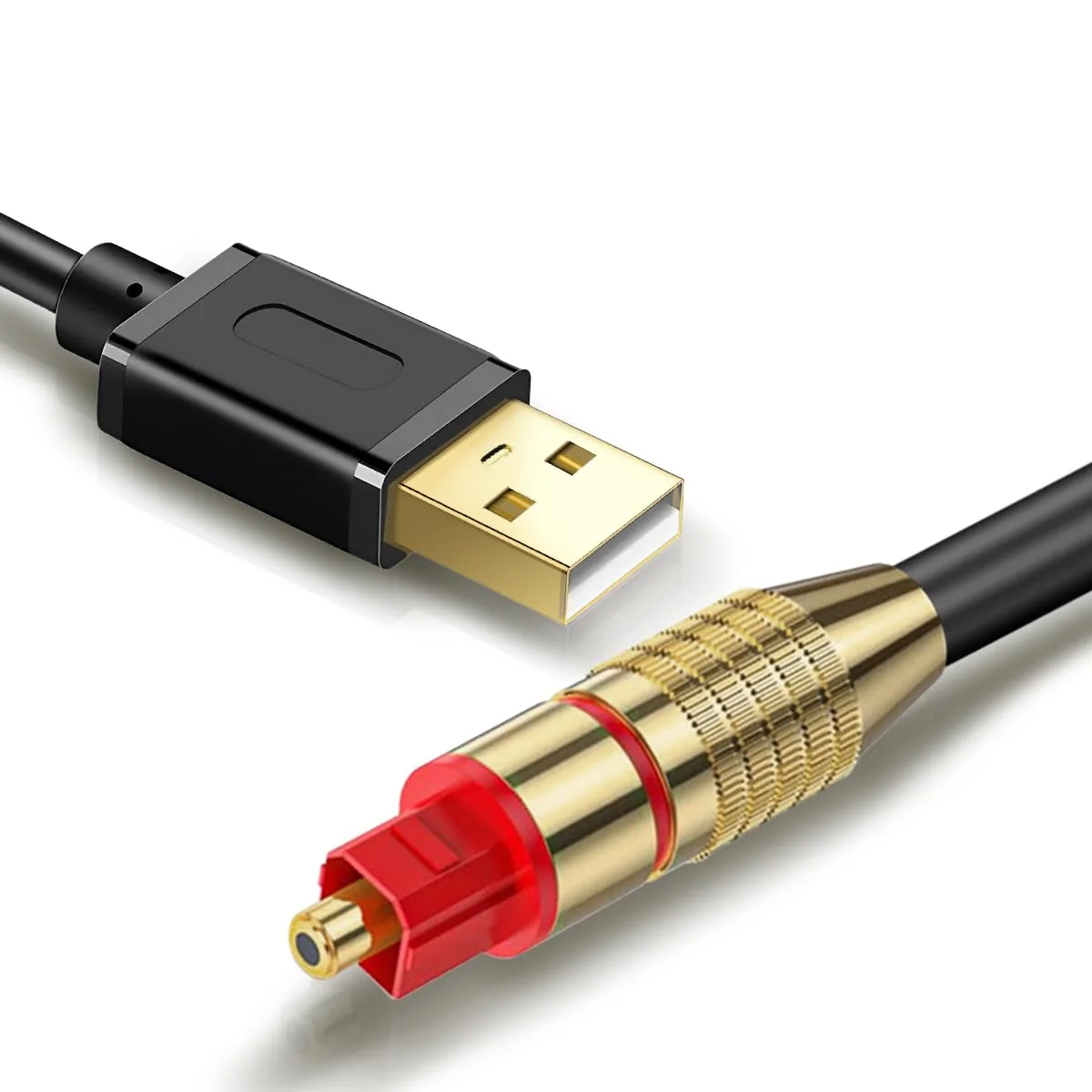 USB to Optical Audio Adapter, PC to SPDIF Sound Card Optical Output Compatible with Windows macOS Laptop Computer, Not for TV, One Way Signal Only from USB to Toslink, Not support 5.1 Channel