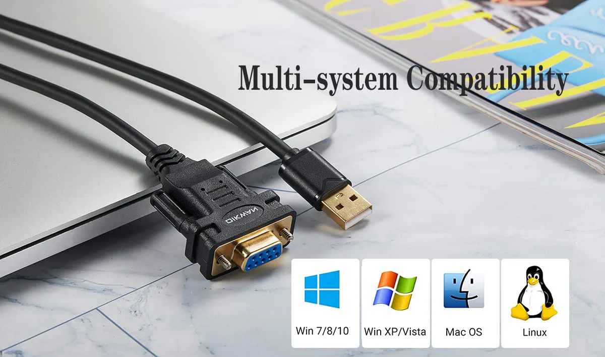 USB to RS232 Adapter with FTDI Chipset, 6.6ft USB 2.0 Male to RS232 Female DB9 Serial Converter Cable for Cashier Register, Modem, Scanner, Digital Cameras, CNC,Black USB to DB9 Female Cable - Image 6