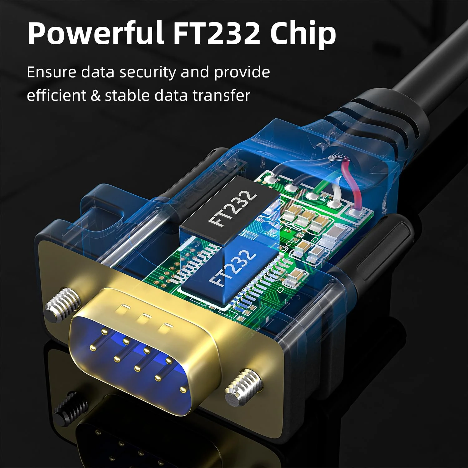 USB to RS232 DB9 Serial Cable Male Converter Adapter with FTDI Chipset for Windows 11,10, 8.1, 8, 7, Vista, XP, 2000, Linux and Mac OS X 10.6 (10ft)… 10FT USB to Serial DB9 - Image 3