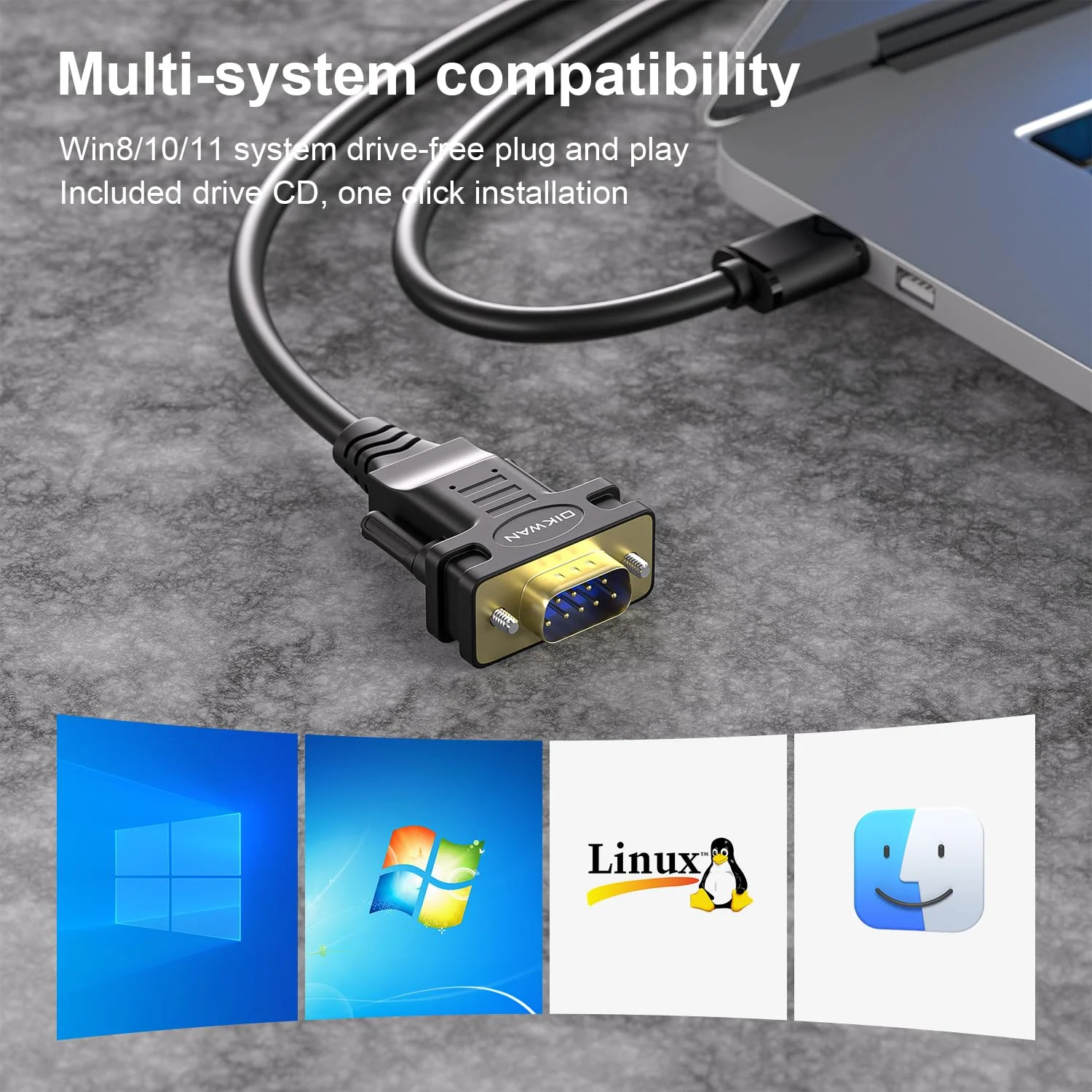 USB to RS232 DB9 Serial Cable Male Converter Adapter with FTDI Chipset for Windows 11,10, 8.1, 8, 7, Vista, XP, 2000, Linux and Mac OS X 10.6 (10ft)… 10FT USB to Serial DB9 - Image 6