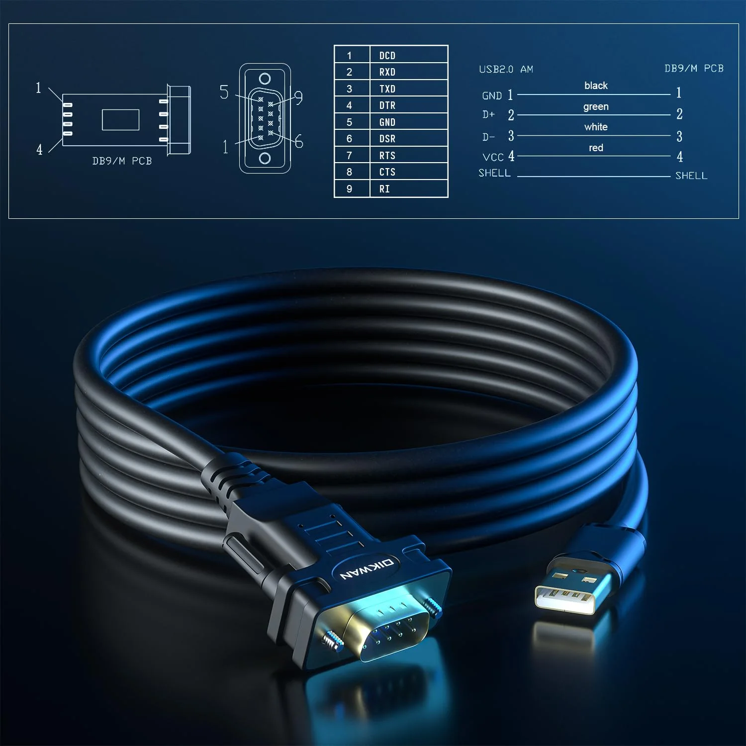 USB to RS232 DB9 Serial Cable Male Converter Adapter with FTDI Chipset for Windows 11,10, 8.1, 8, 7, Vista, XP, 2000, Linux and Mac OS X 10.6 (10ft)… 10FT USB to Serial DB9 - Image 7