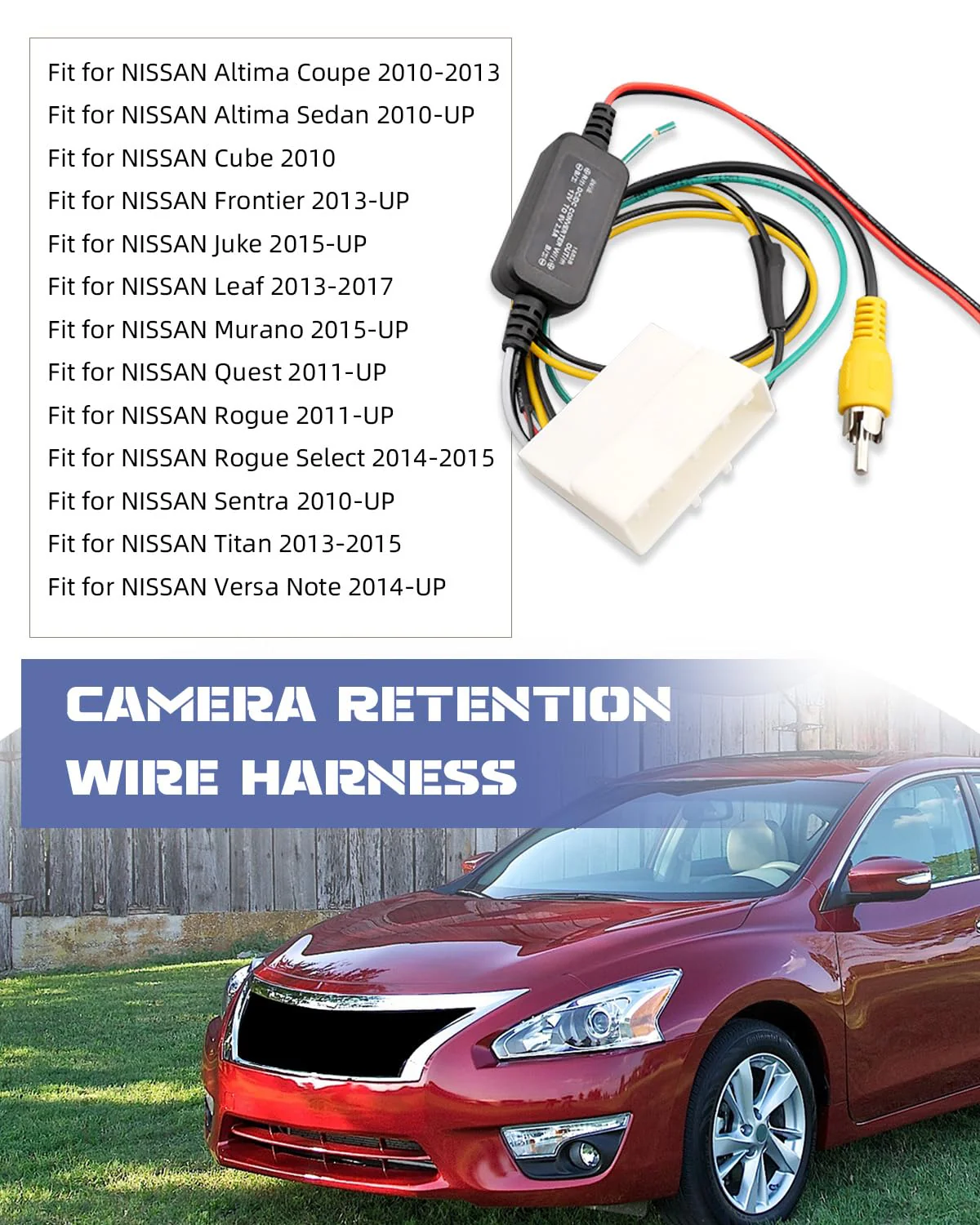 UX-NI006 Backup Camera Retention Wire Harness Fit for Nissan Frontier Altima Murano Rogue Titan Juke Sentra Cube Quest Leaf, includes 12v to 6v Converter - Image 2