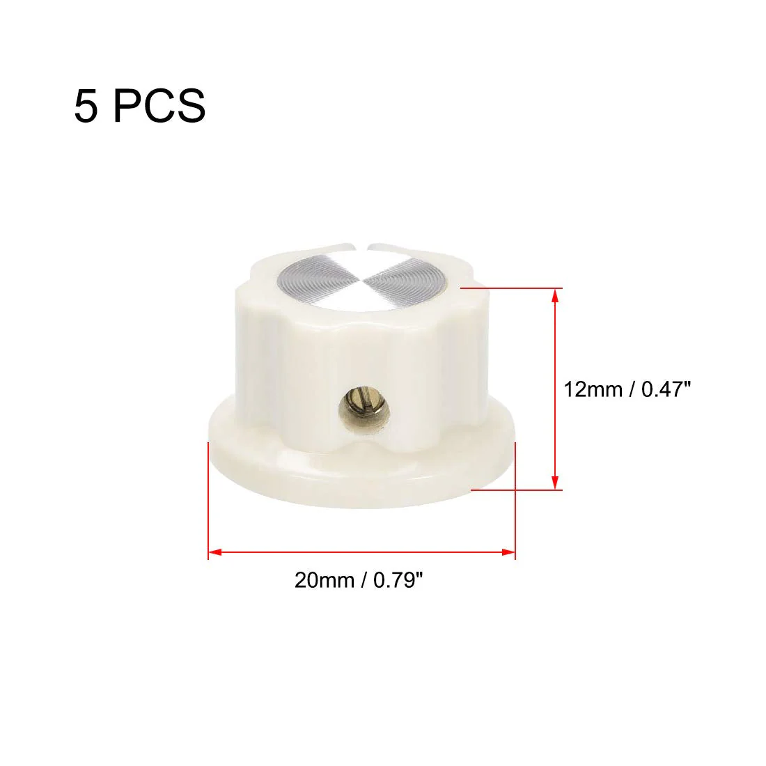 uxcell 5pcs 6.4mm Shaft Hole Potentiometer Volume Control Rotary Knobs Effect Pedal Knobs Cream - Image 2