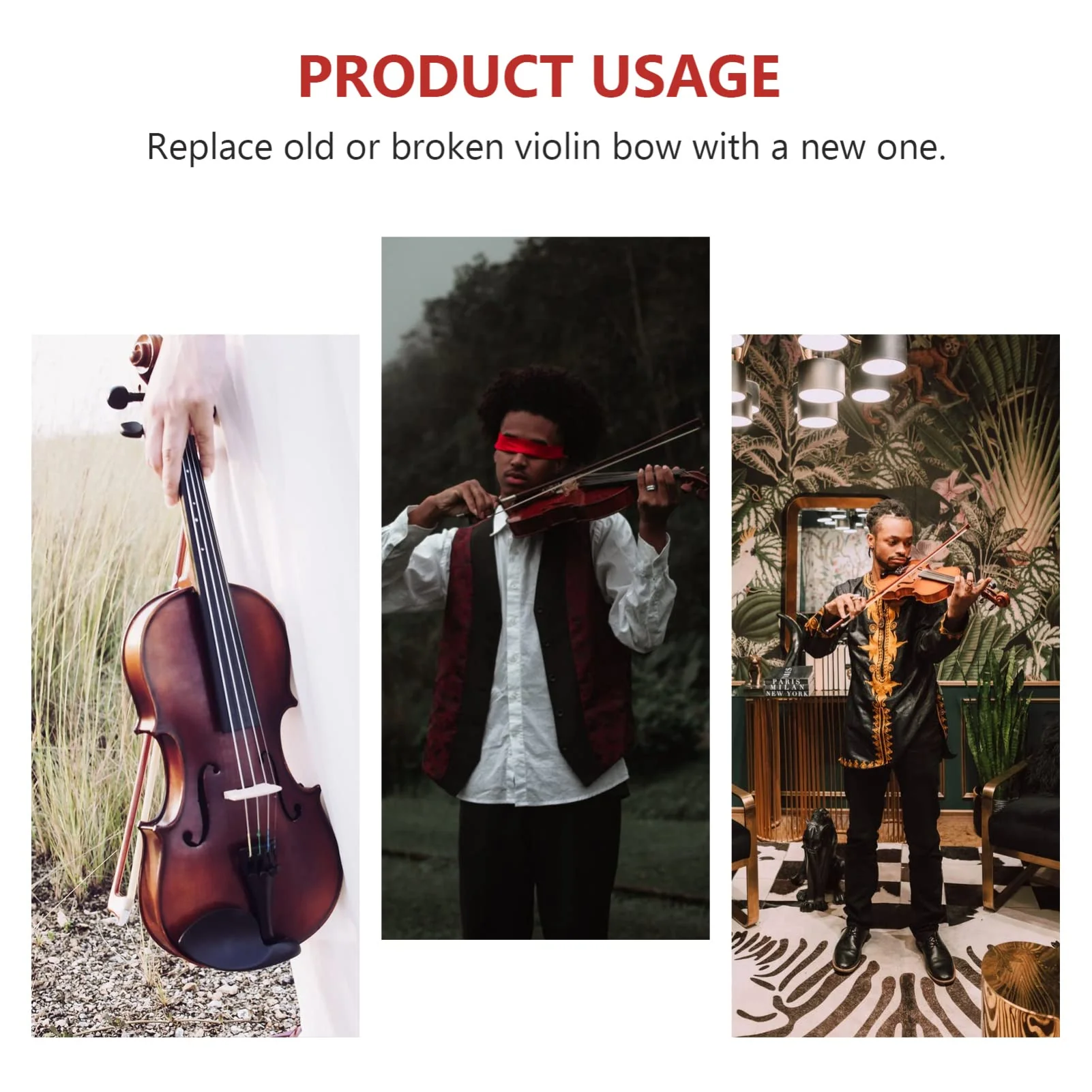 Vaguelly 1/10 Violin Bow With Horse Hair Light Weight Student Practice Violin Bow(Random Color) 45cm(1/10) - Image 9