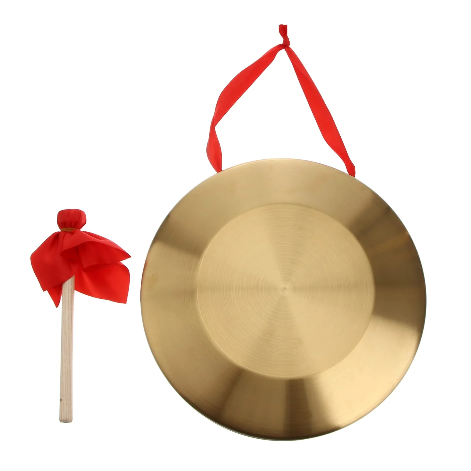Vaguelly 12.6 Inch Copper Gong Set Traditional Chinese Percussion Instrument with Wooden Hammer and Hanging String for Music Performance 32X32cm