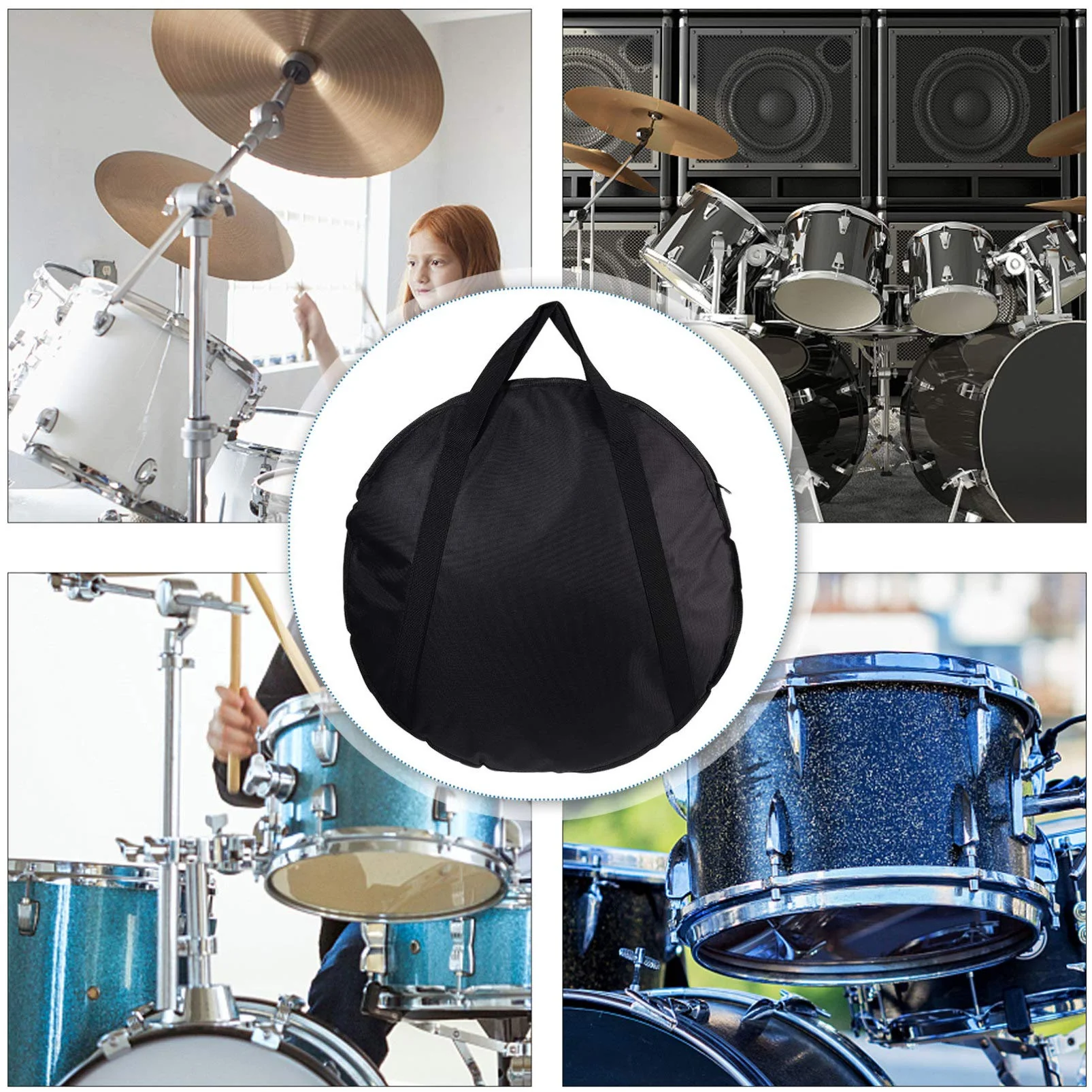 Vaguelly 23 Inch Cymbal Gig Bag with Handle Double- layer Round Cymbal Storage Case for- proof and Waterproof 59X59CM - Image 6