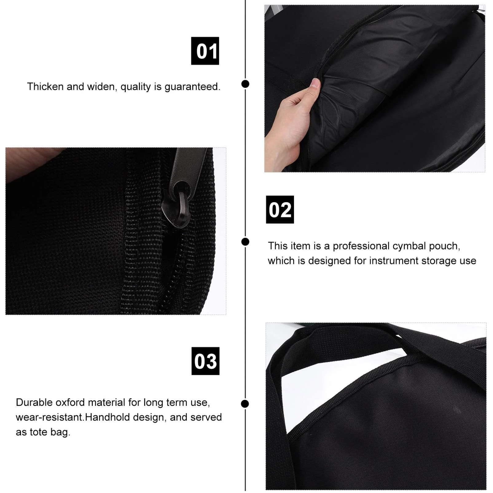 Vaguelly 23 Inch Cymbal Gig Bag with Handle Double- layer Round Cymbal Storage Case for- proof and Waterproof 59X59CM - Image 7