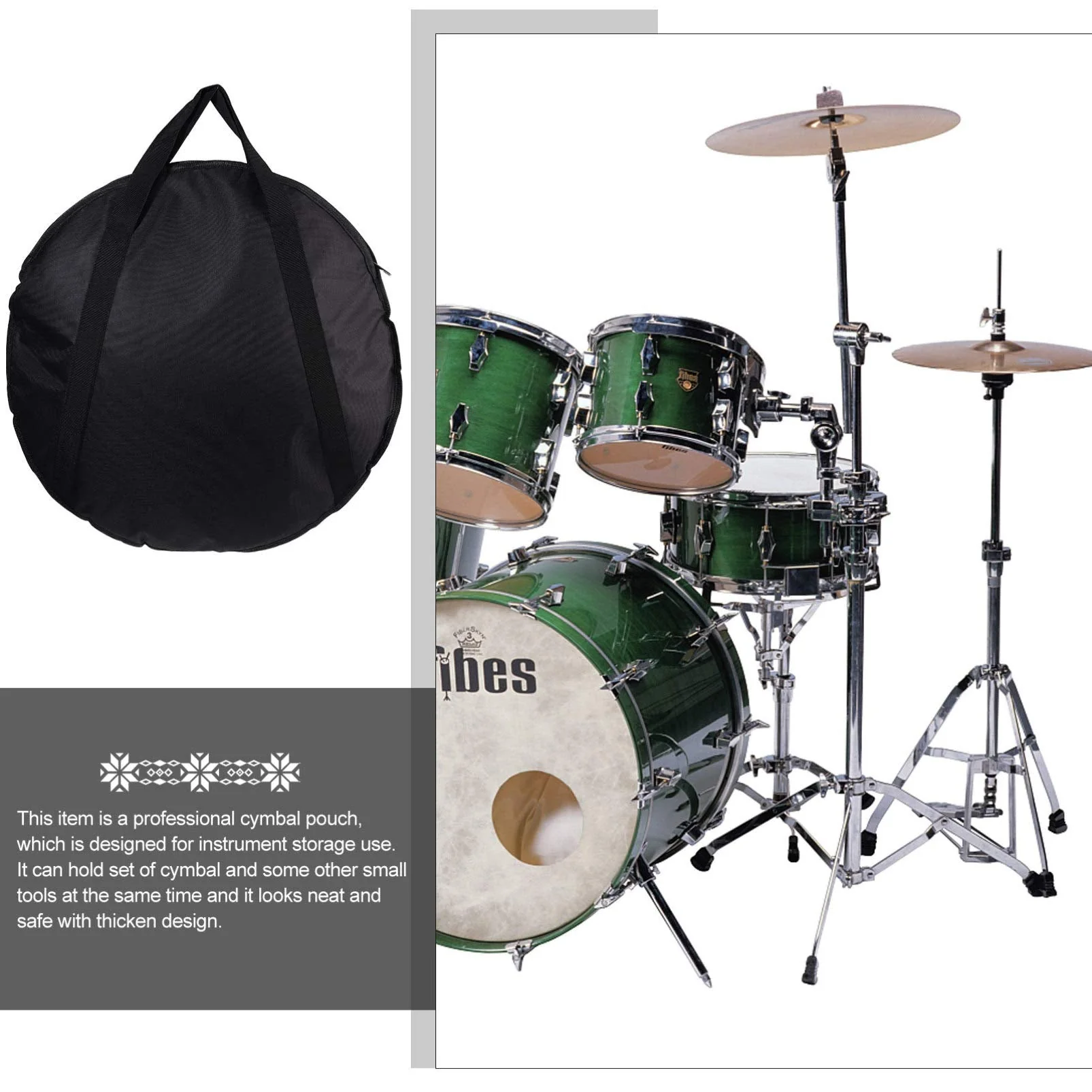 Vaguelly 23 Inch Cymbal Gig Bag with Handle Double- layer Round Cymbal Storage Case for- proof and Waterproof 59X59CM - Image 8