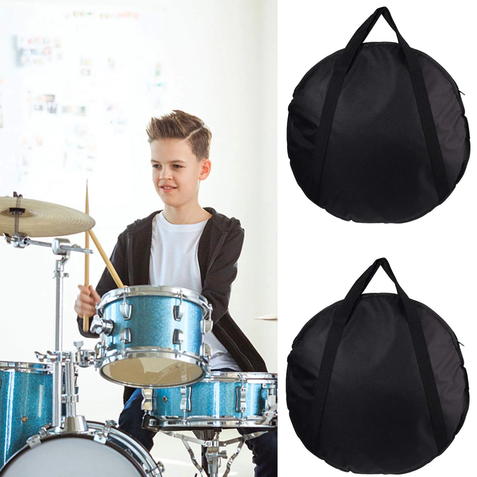 Vaguelly 23 Inch Cymbal Gig Bag with Handle Double- layer Round Cymbal Storage Case for- proof and Waterproof 59X59CM - Image 9
