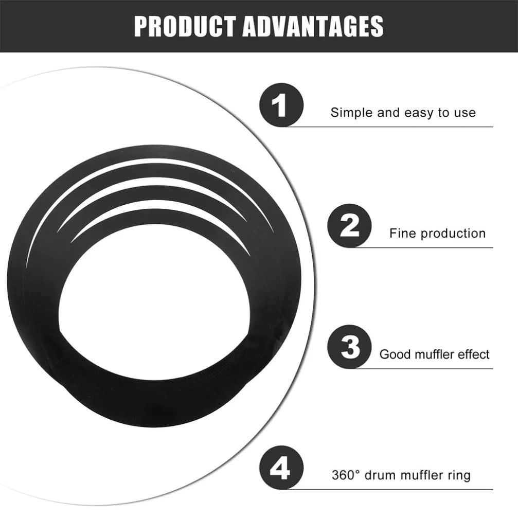 Vaguelly Electronic Drum Pads Drum Damperner Ring 4 Pieces/set Drum O Rings Drum Mufflers Circle Drum Dampeners Bass Drum Port Hole Rings, 12/13/14/16inch Drum Tone Control Ring Electronics Tools Black - Image 5